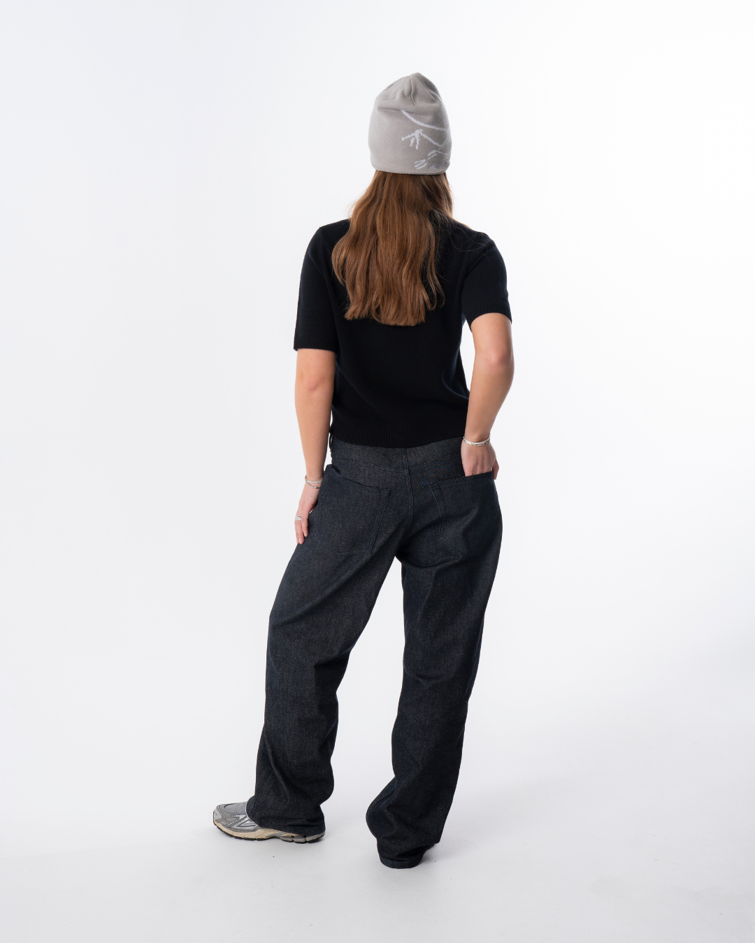 Short Sleeve Merino Knit Big Collar - Black
