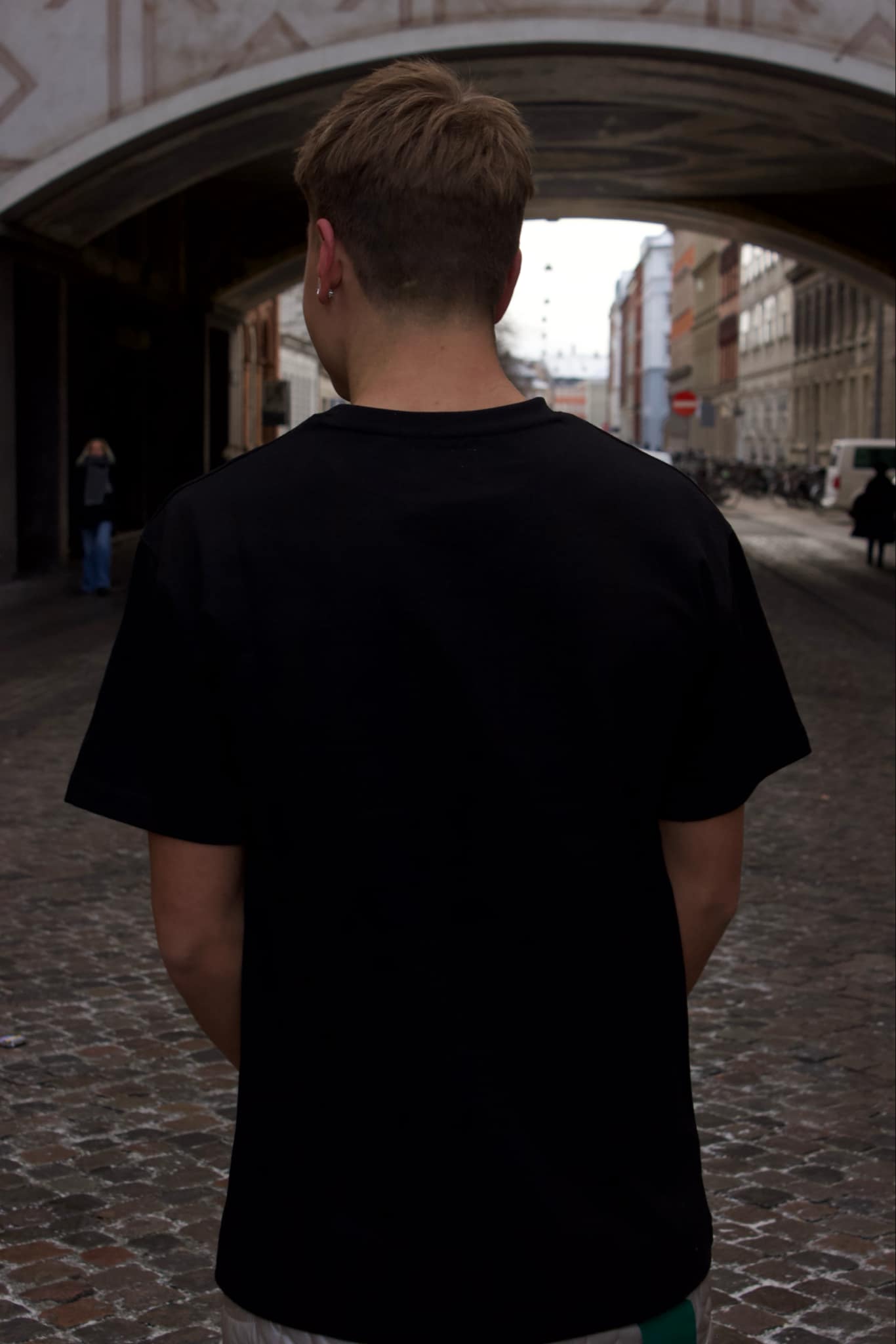 Heavyweight T-Shirt with Grey Logo - Black