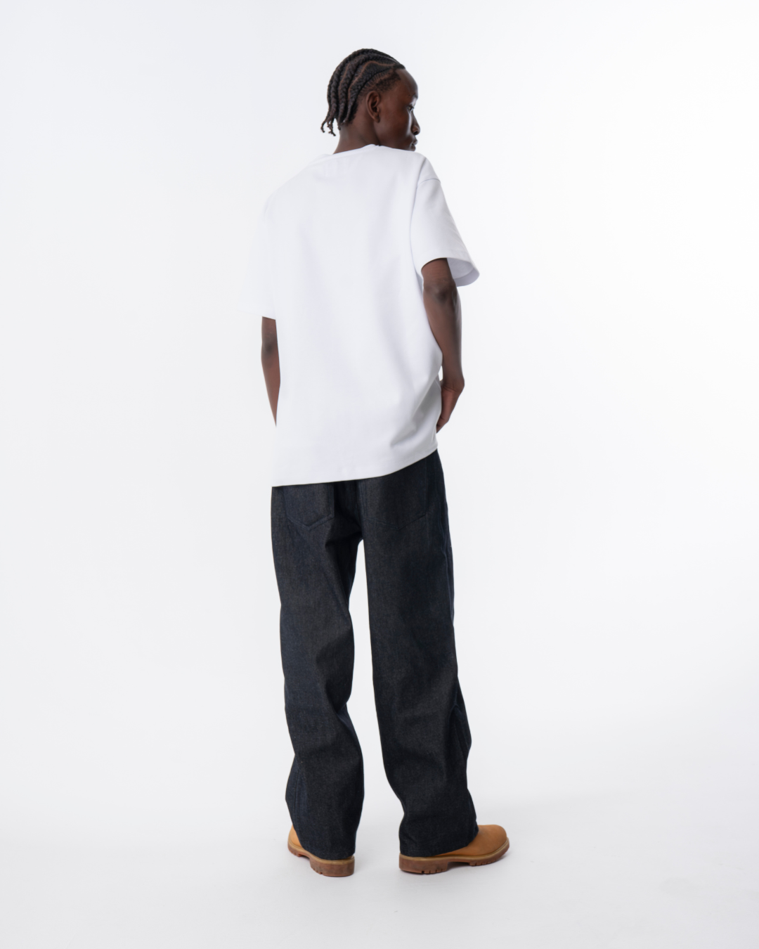 Heavyweight T-Shirt with Blue Logo - White