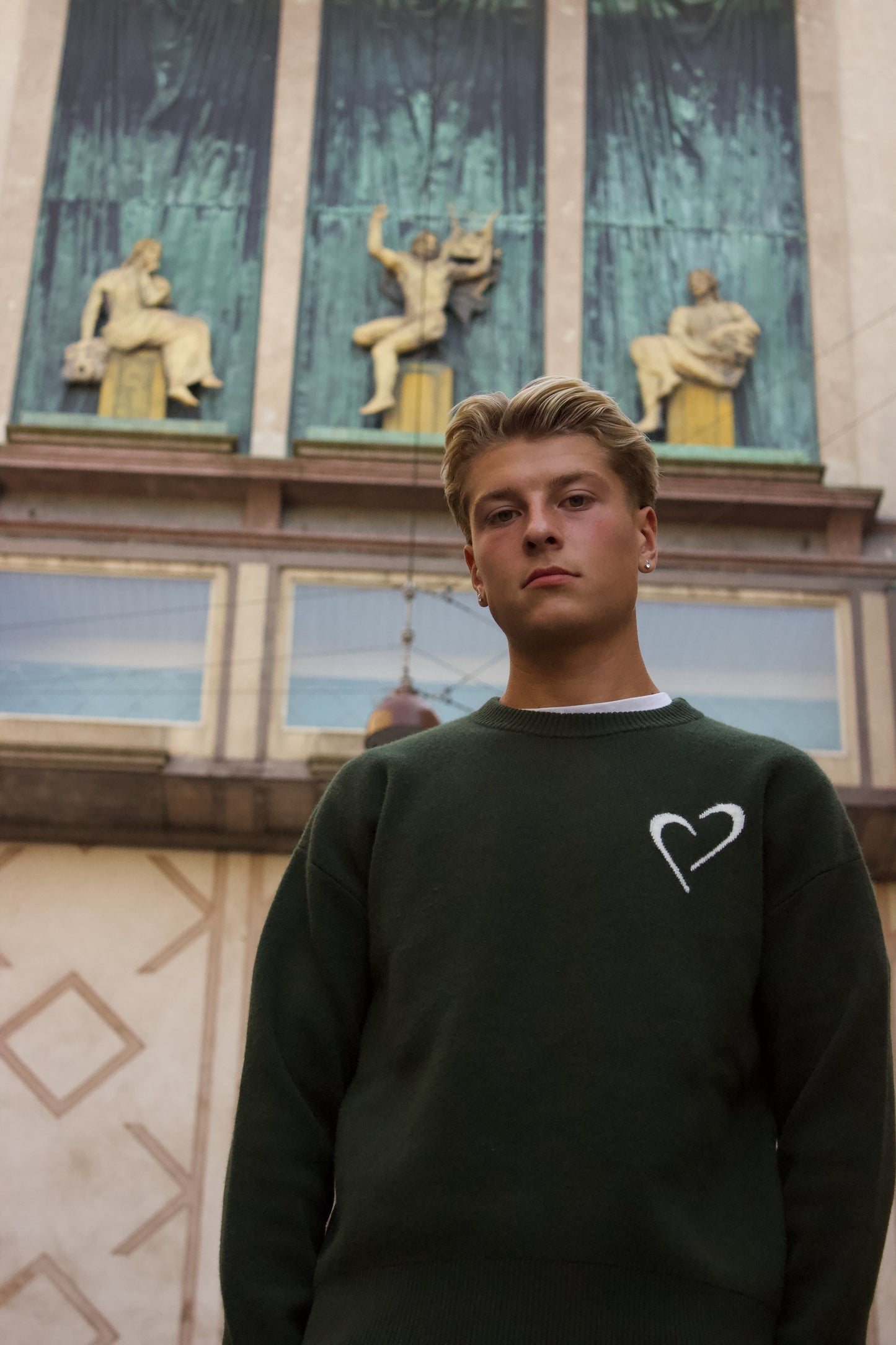 Merinould Striktrøje Grøn