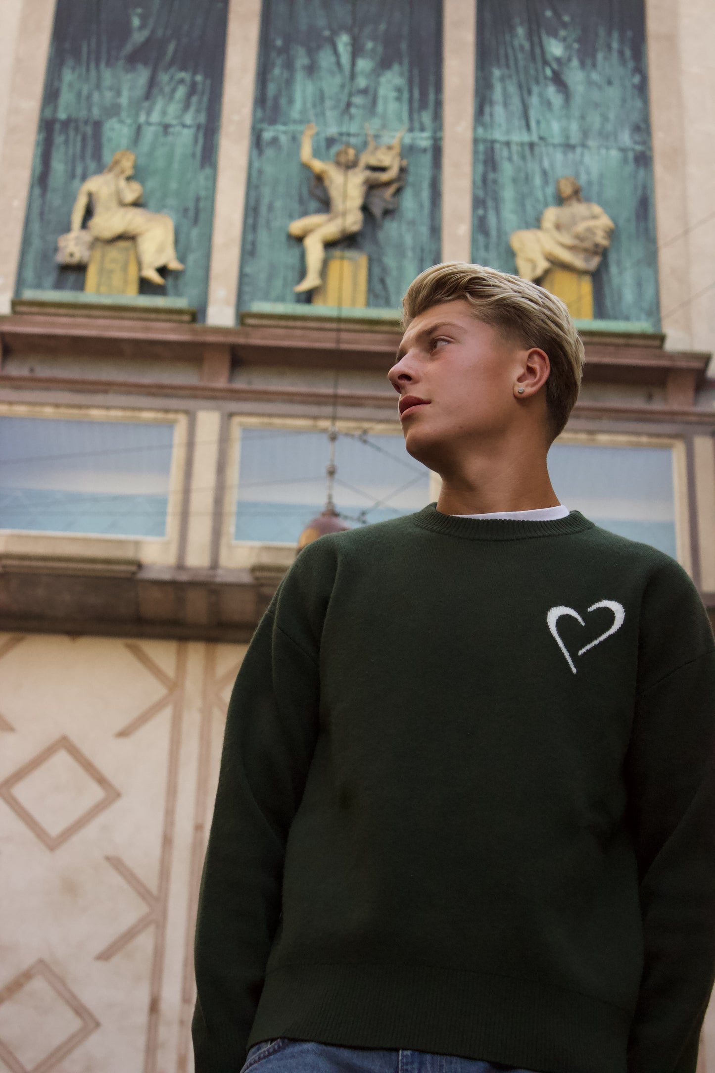 Merinould Striktrøje Grøn