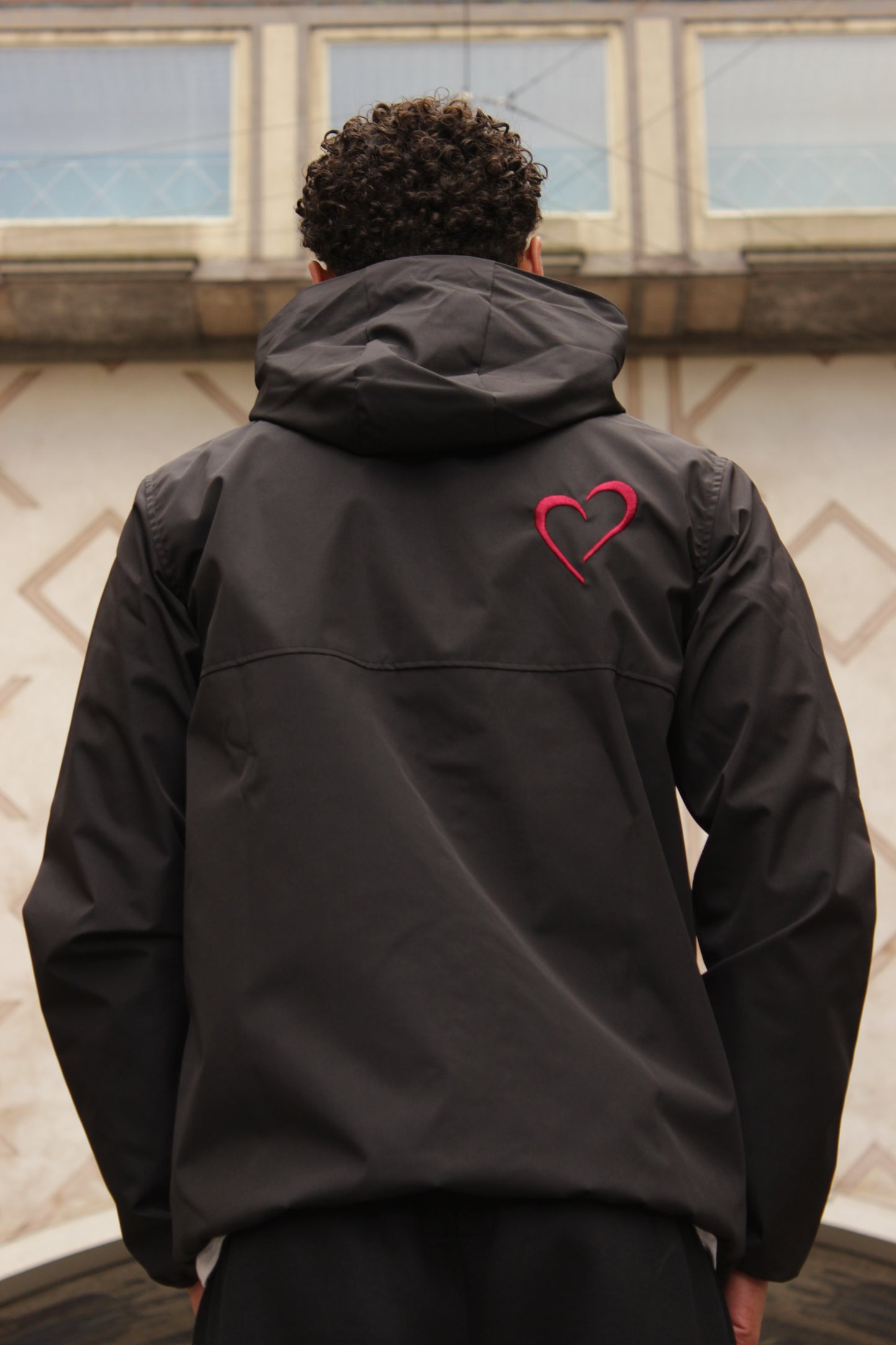 Windjacket with Red Logo - Black