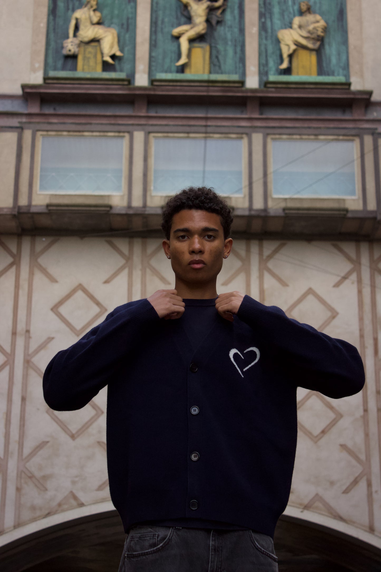 Merinould Cardigan Mørkeblå