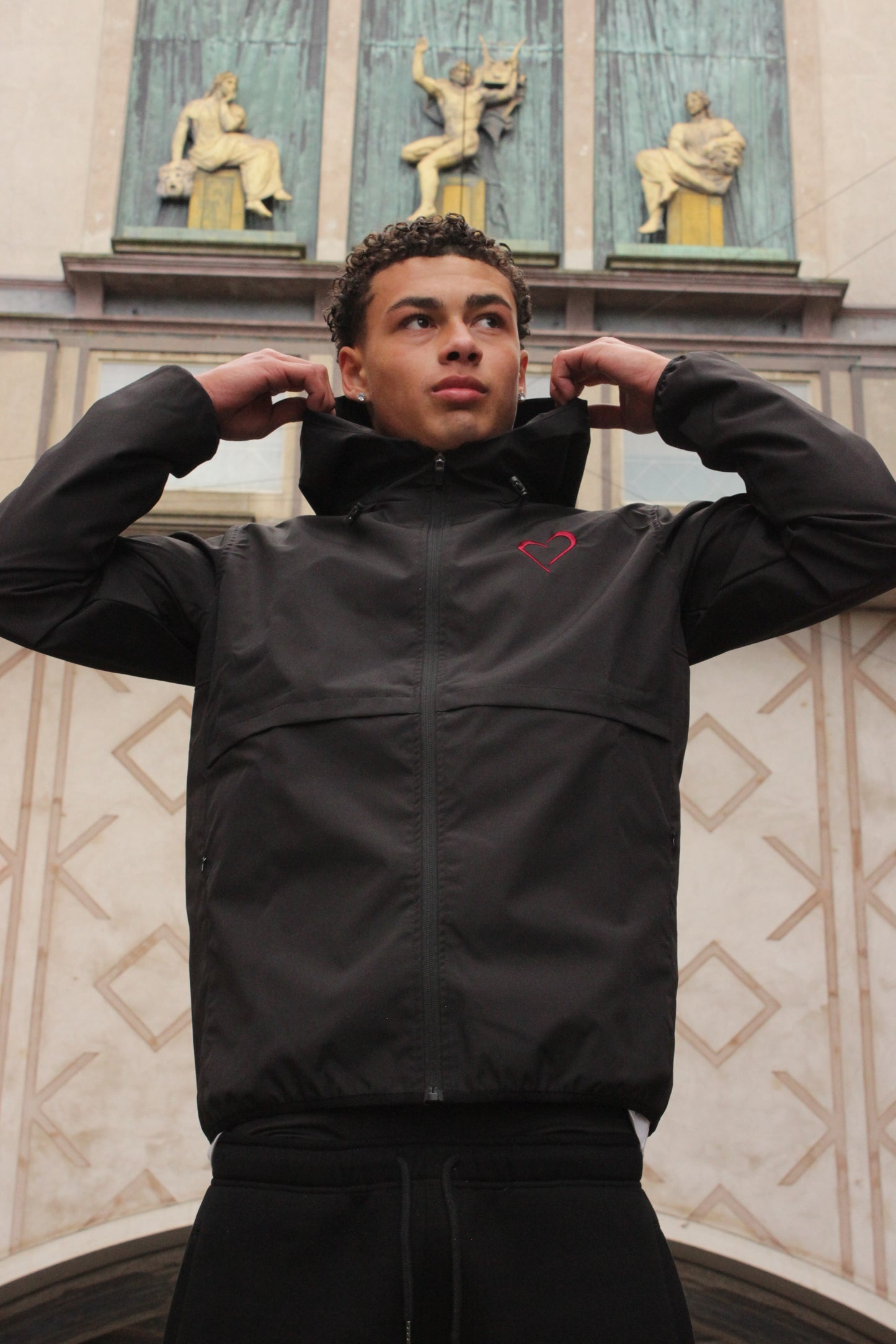 Windjacket with Red Logo - Black