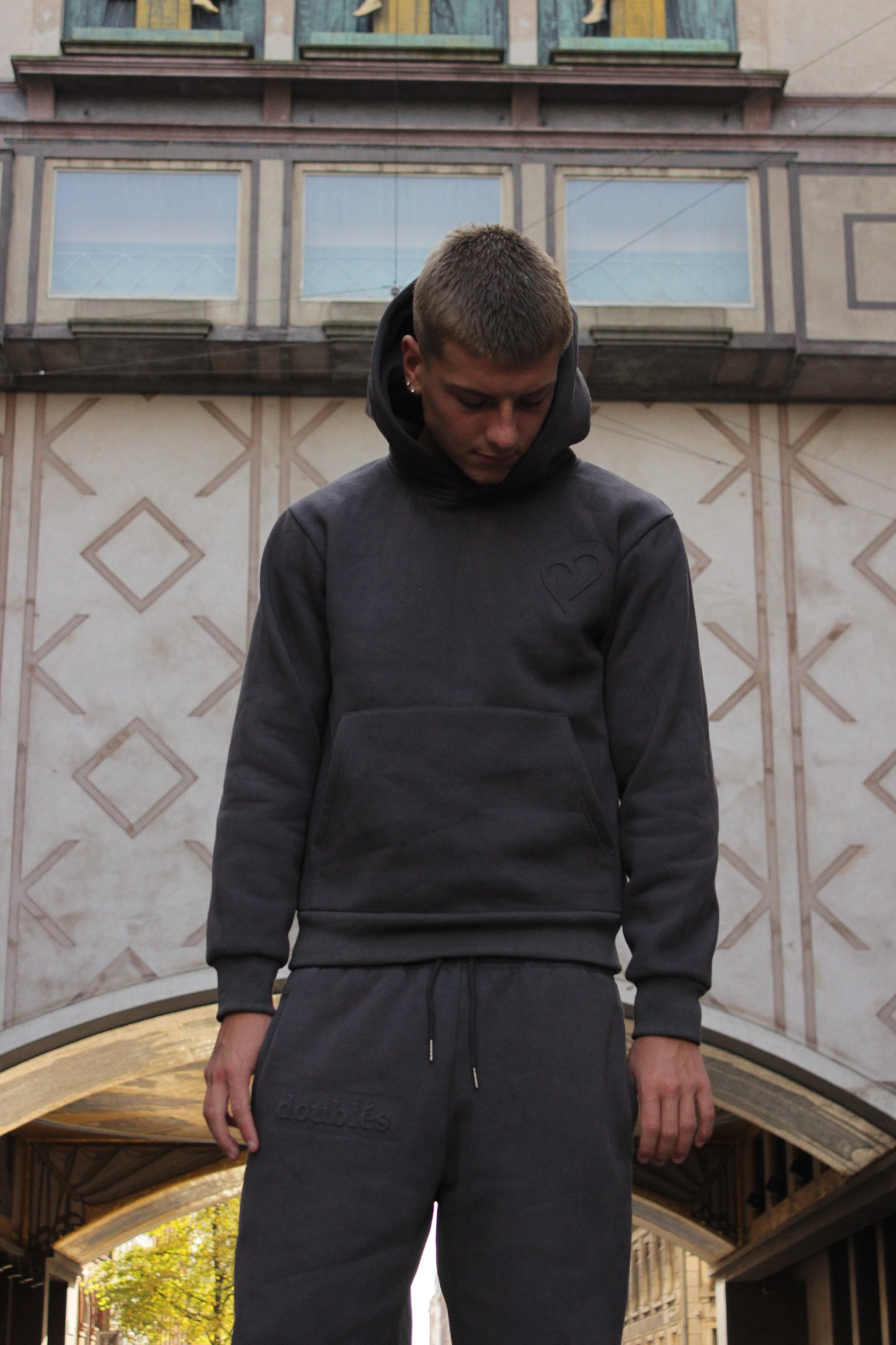 Embossed Hoodie - Grey