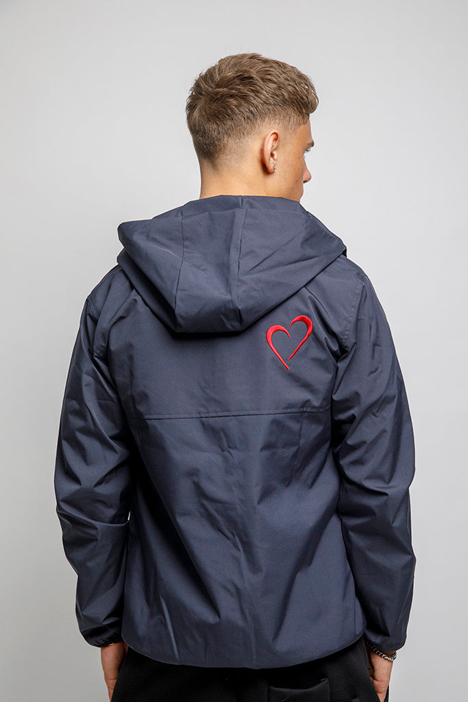 Windjacket with Red Heart - Dark Blue