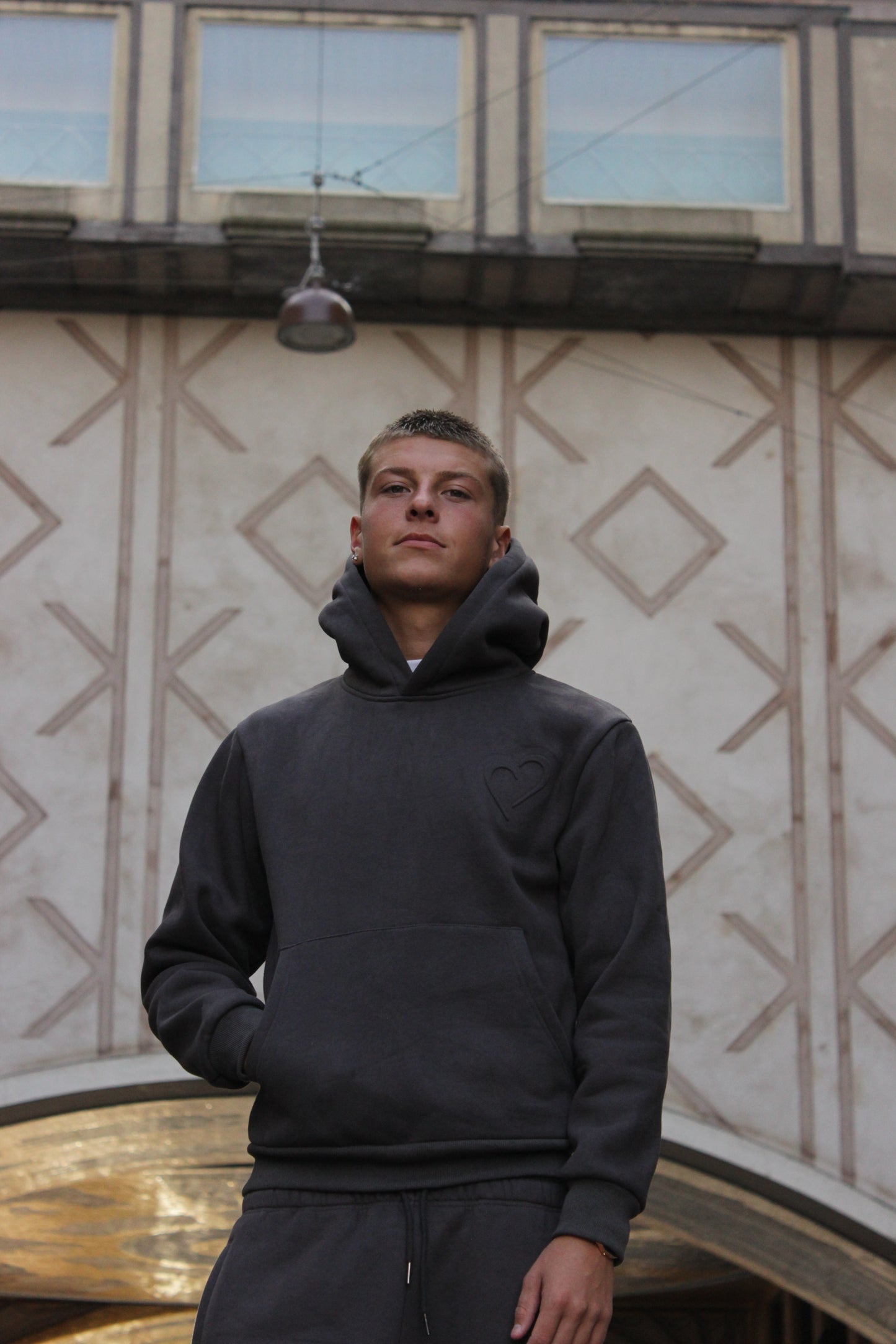 Embossed Hoodie - Grey