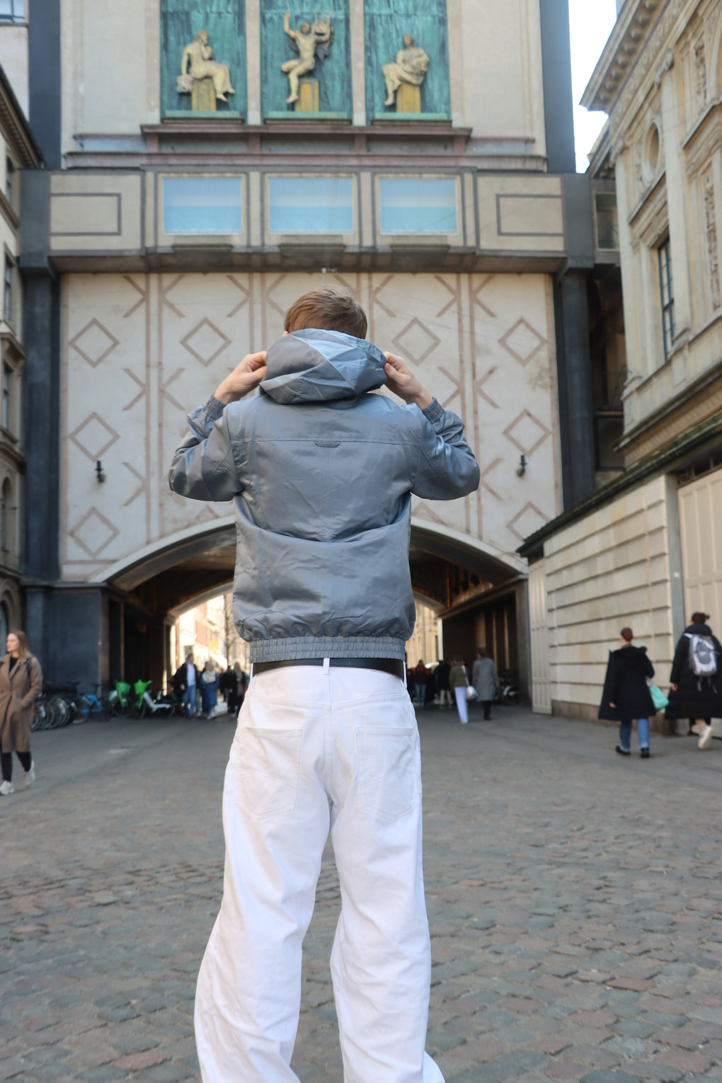 Nylon Vindjakke med Hjerte - Grå