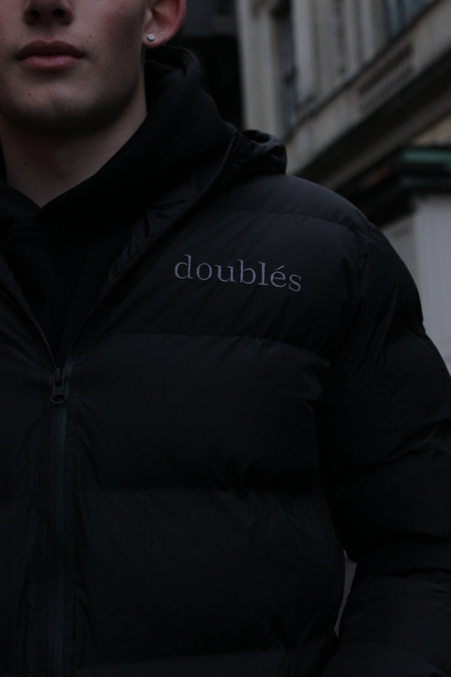 Forårs Pufferjacket med Logo Sort