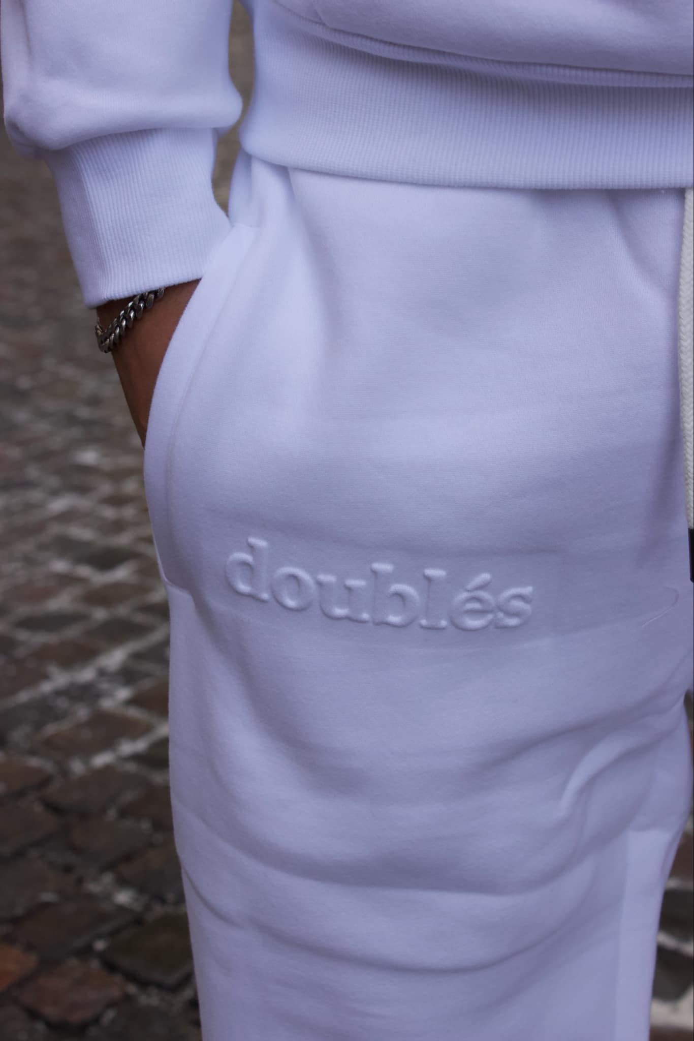 Embossed Joggingbukser Hvid