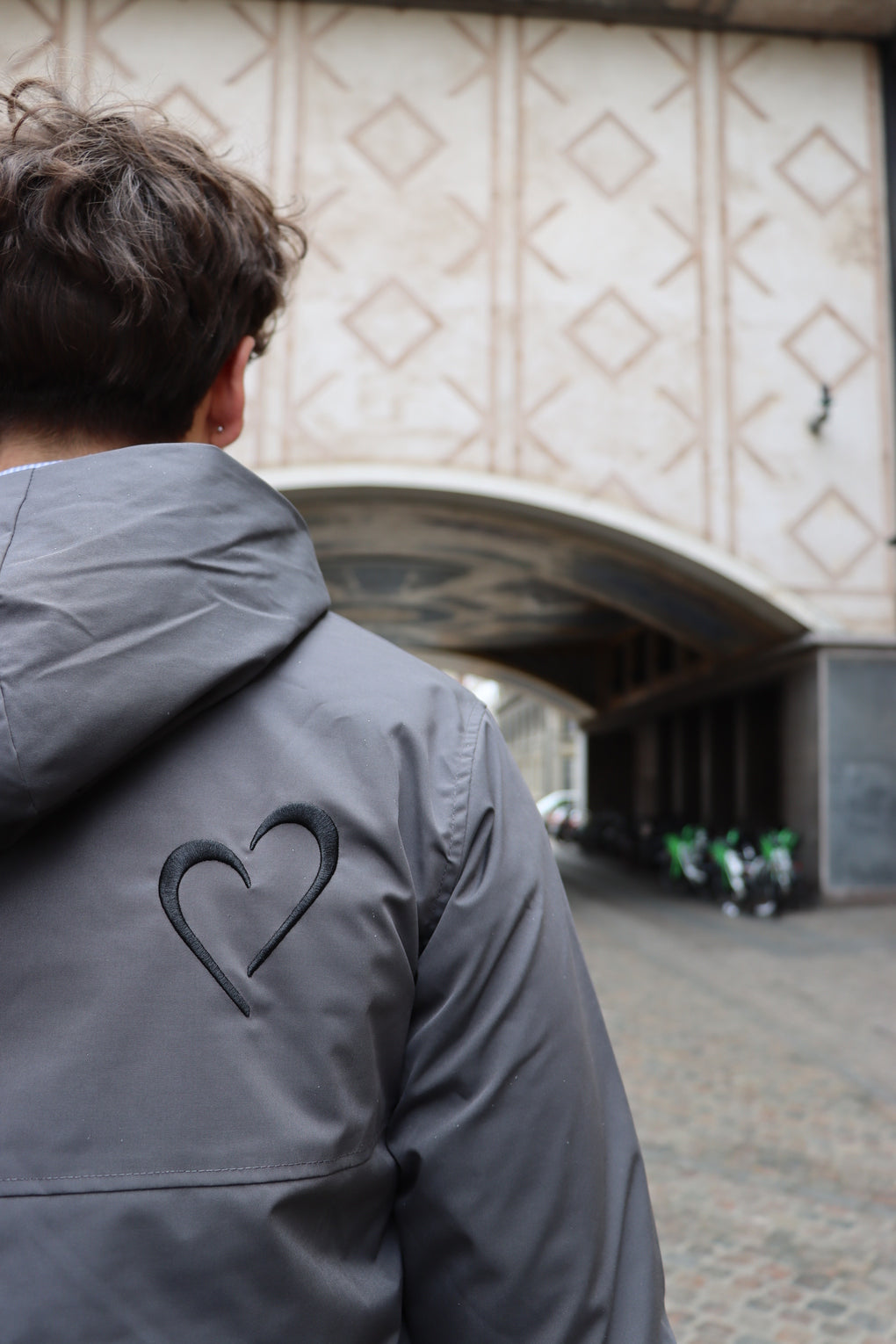 Windjacket med Hjerte - Grå