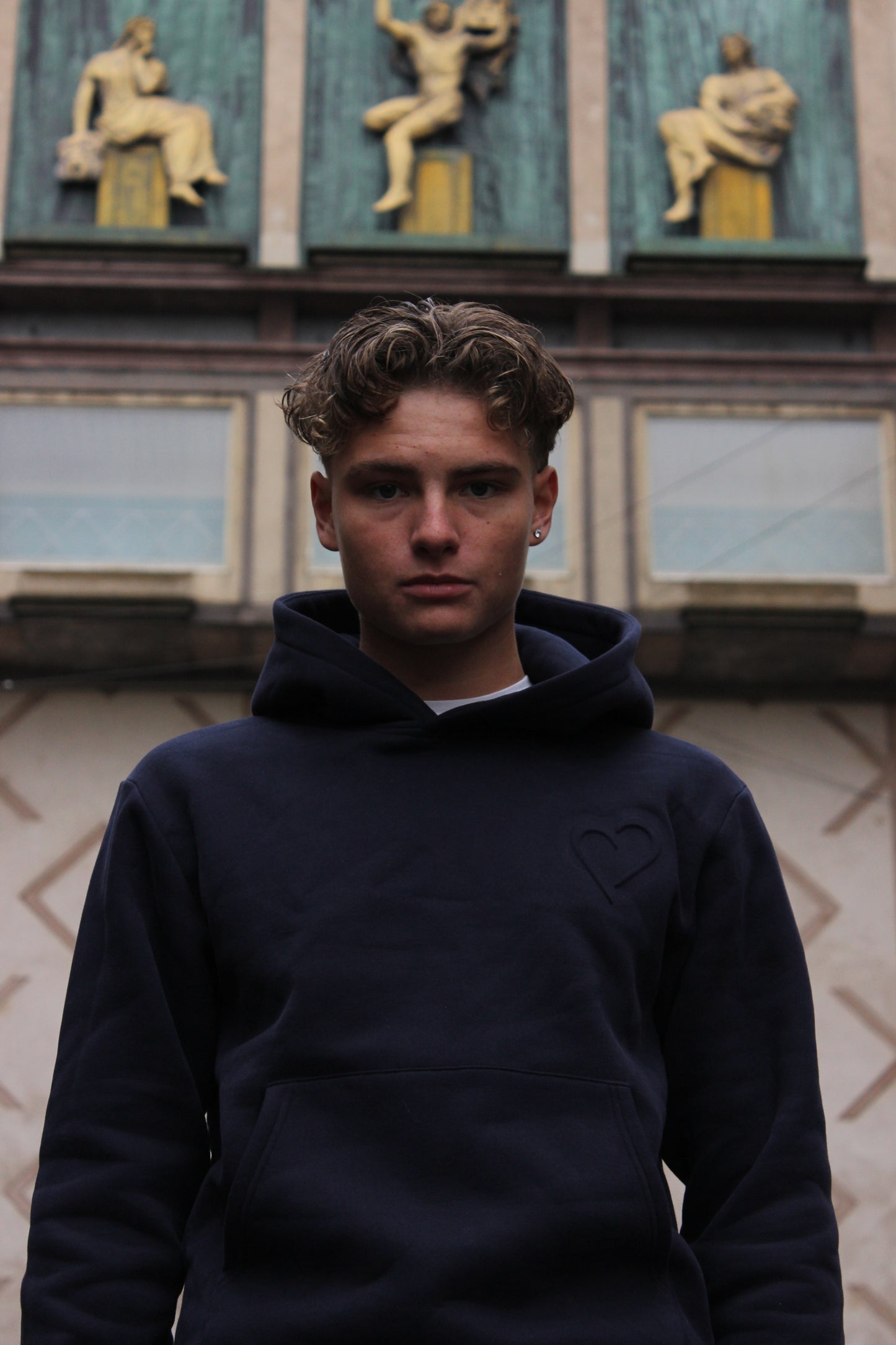 Embossed Hoodie - Dark Blue