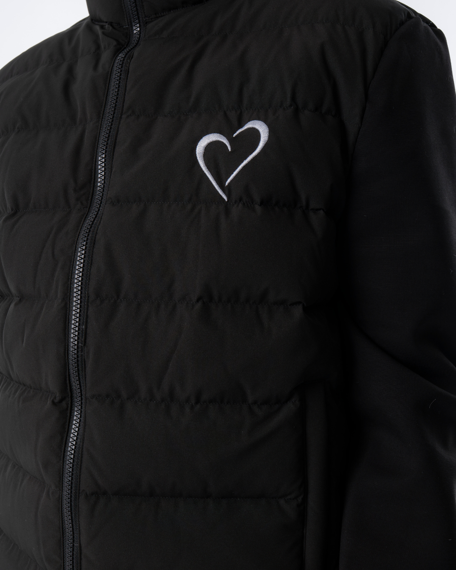 Knit Puff with Hood & Heart - Black