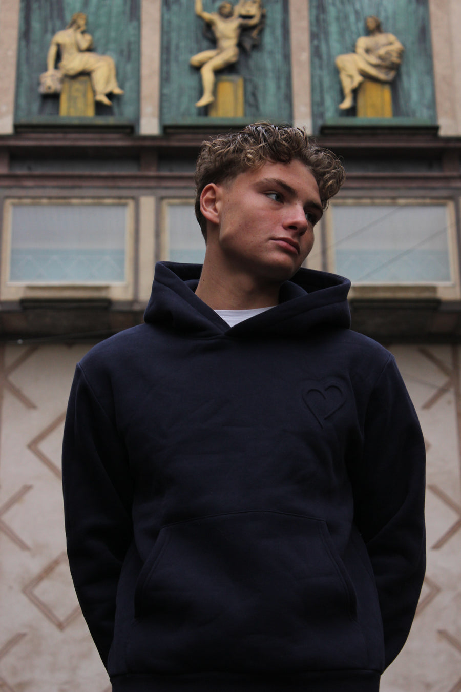 Embossed Hoodie Mørkeblå
