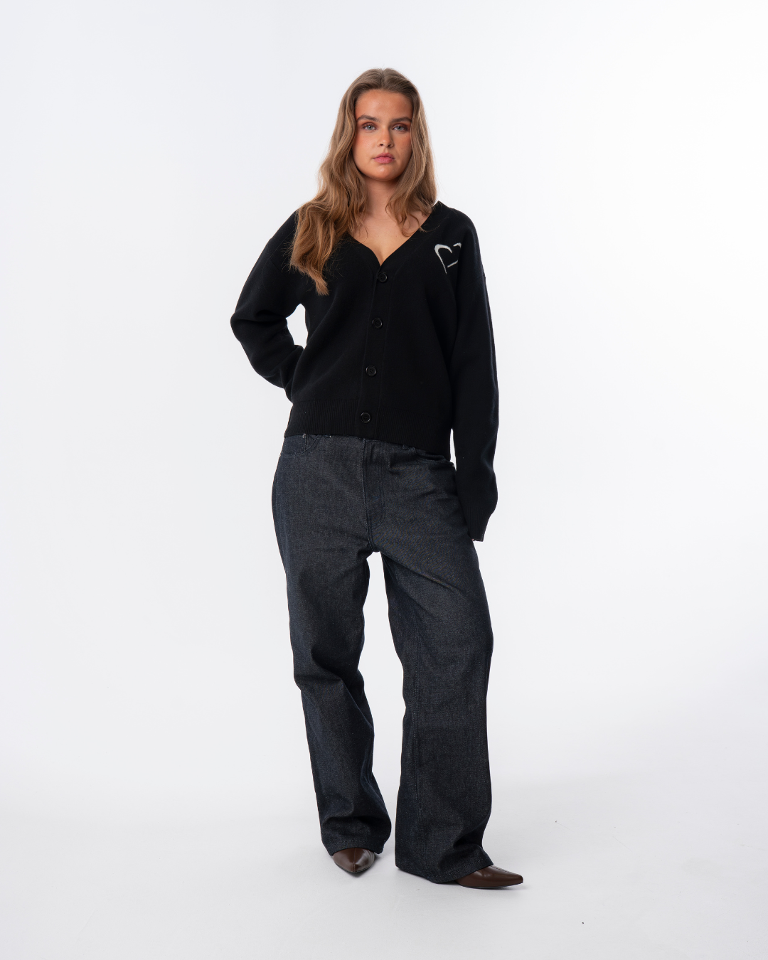 Merino Wool Cardigan Unisex  - Black