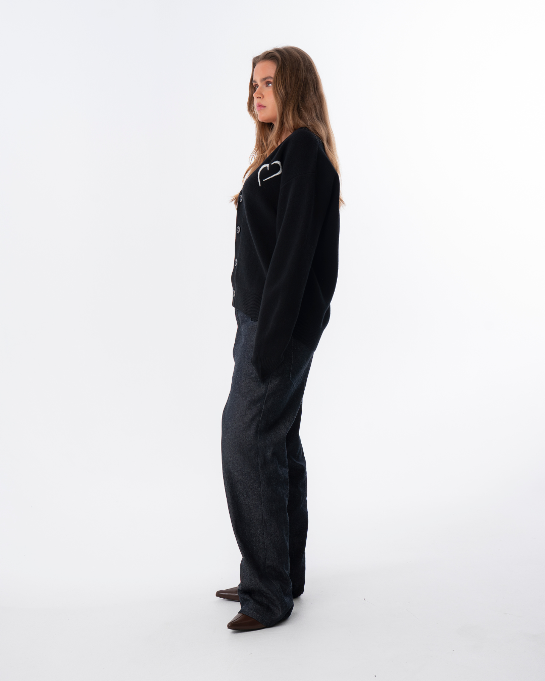 Merino Wool Cardigan Unisex  - Black
