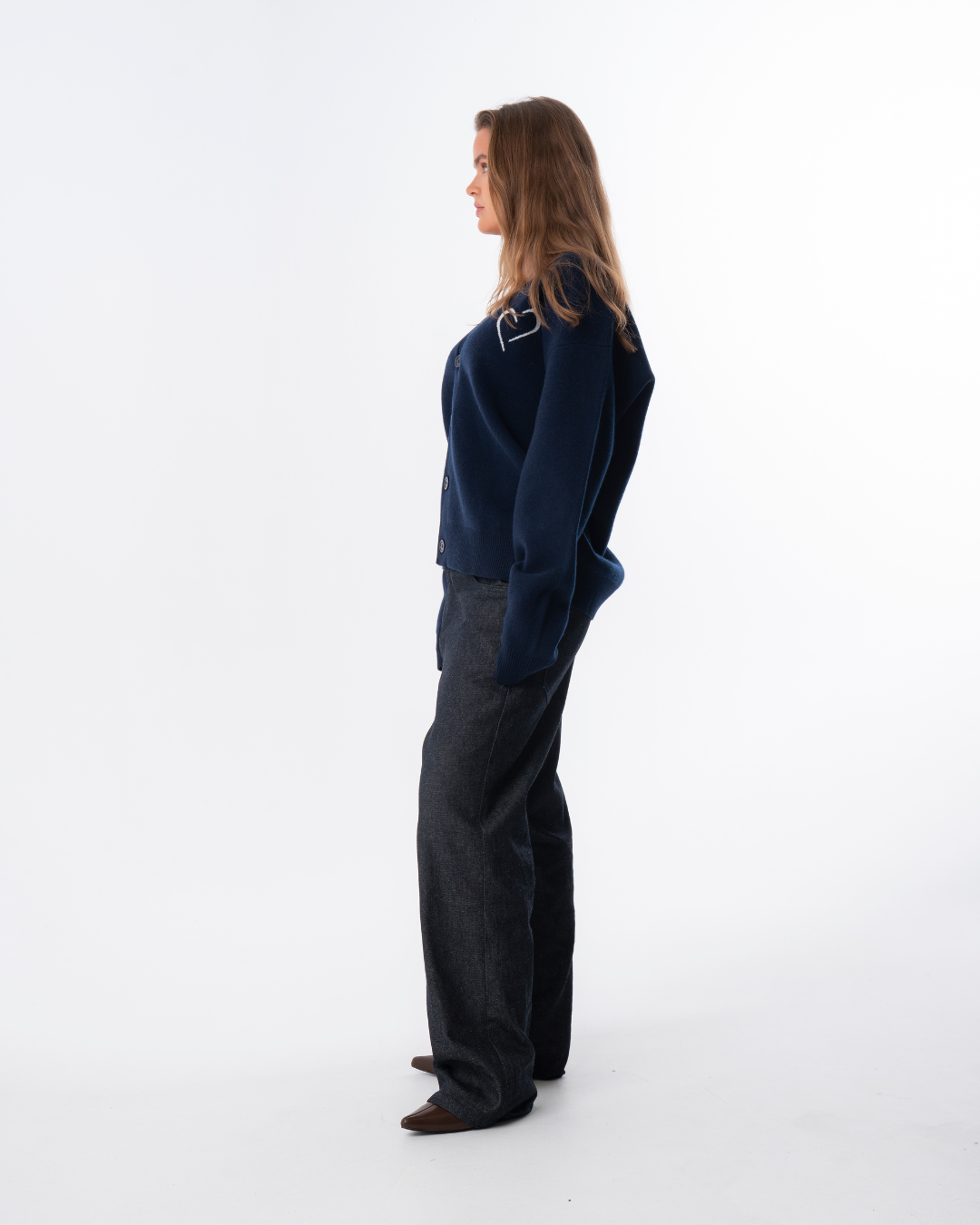 Merino Wool Cardigan - Dark Blue - Unisex