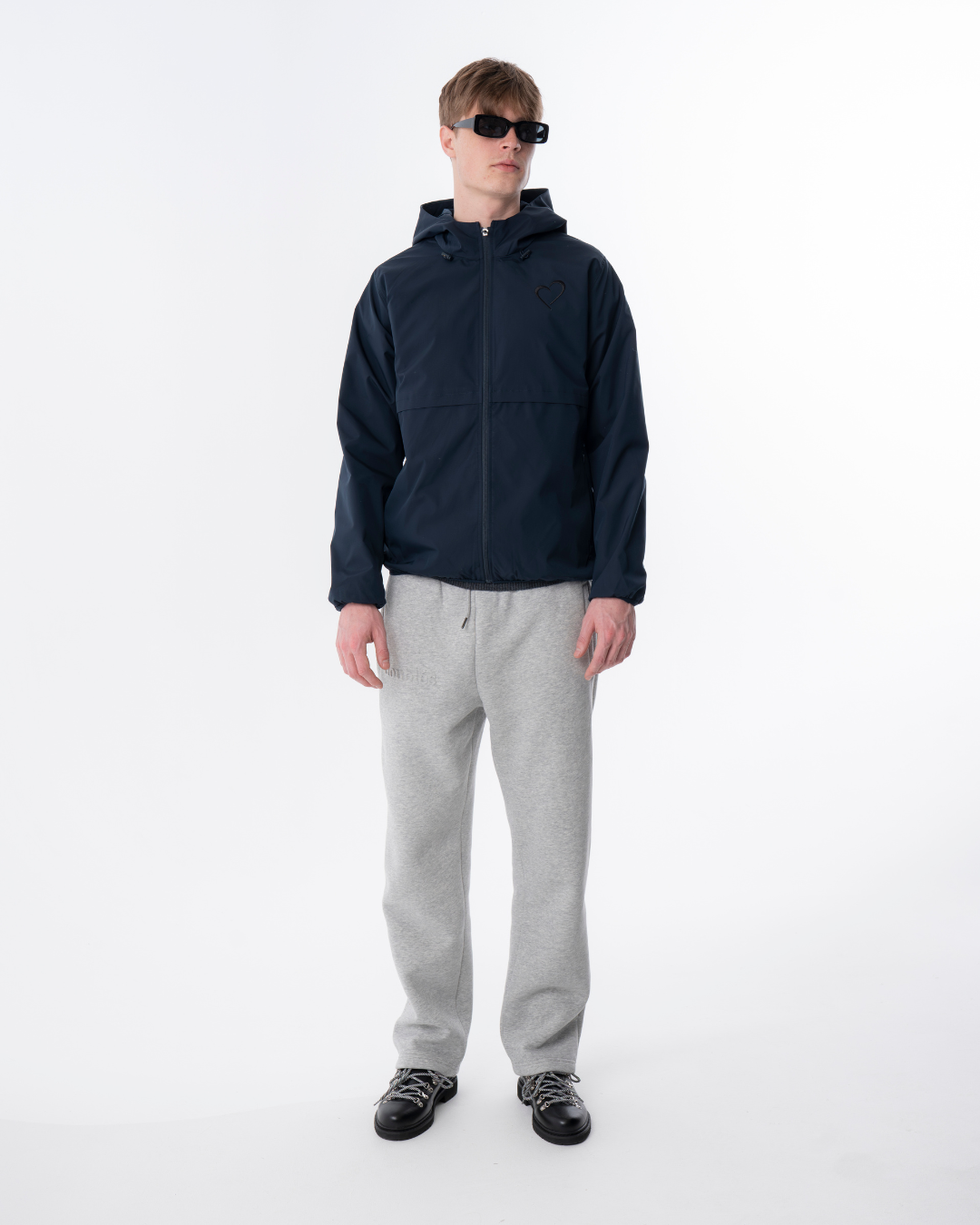 Windjacket with Black Heart - Dark Blue