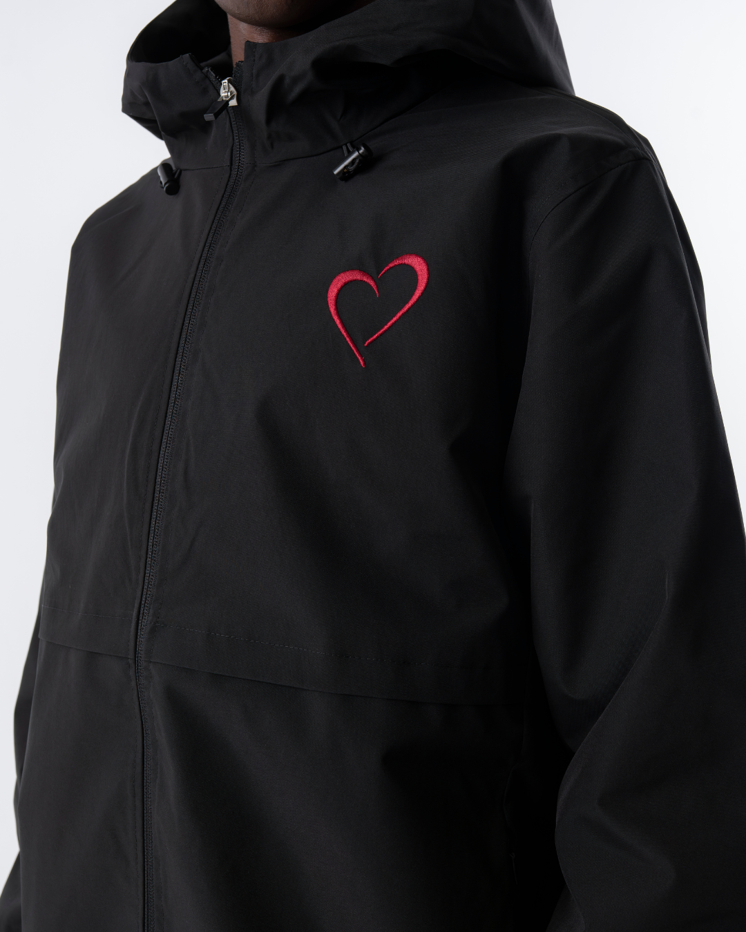 Windjacket med Rødt Logo Sort