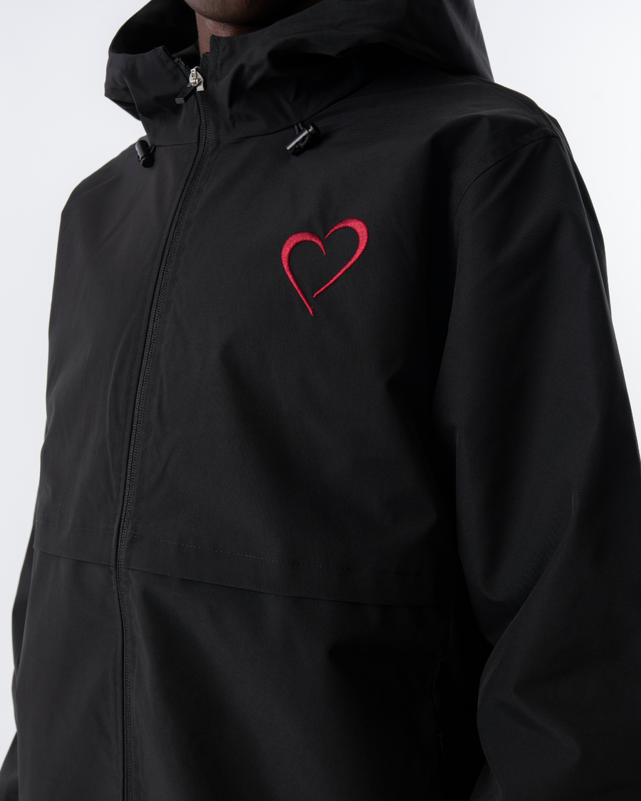 Windjacket med Rødt Logo Sort