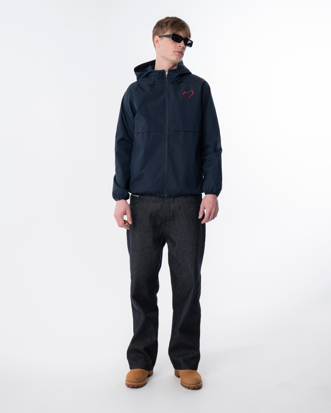 Windjacket with Red Heart - Dark Blue