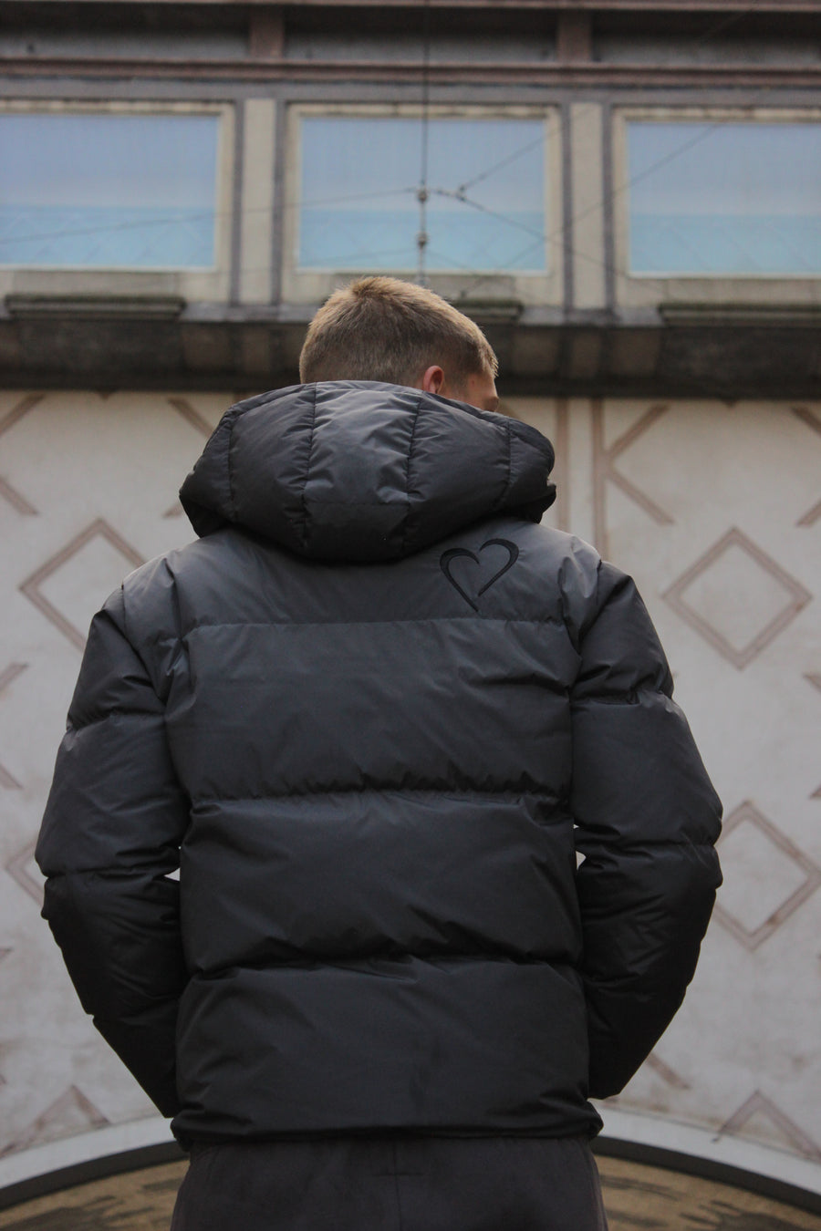 Pufferjacket with Heart - Grey