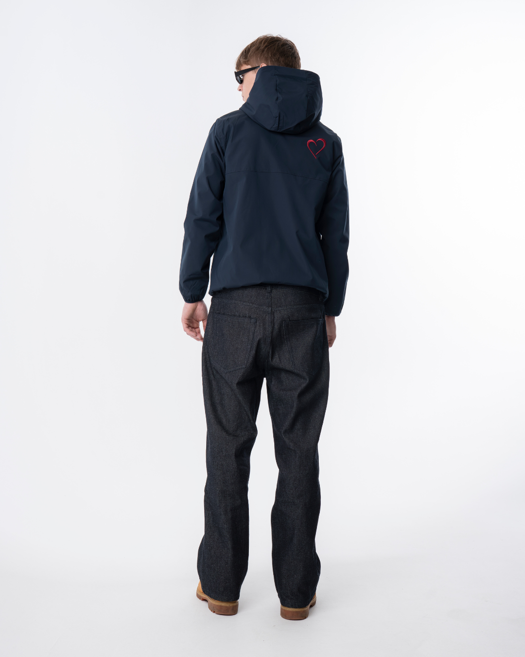 Windjacket med Rødt Logo - Mørkeblå