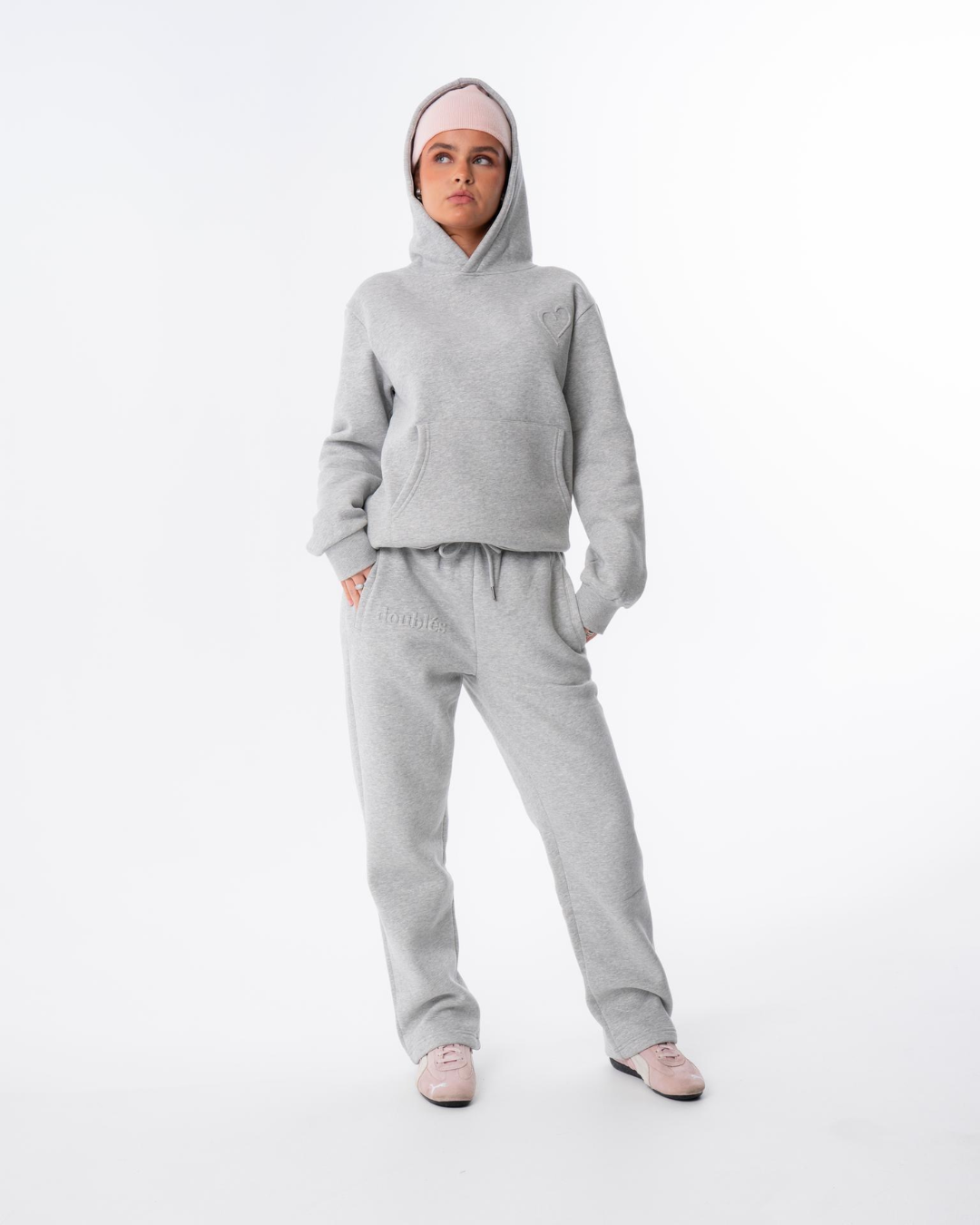 Embossed Joggingbukser Lysegrå