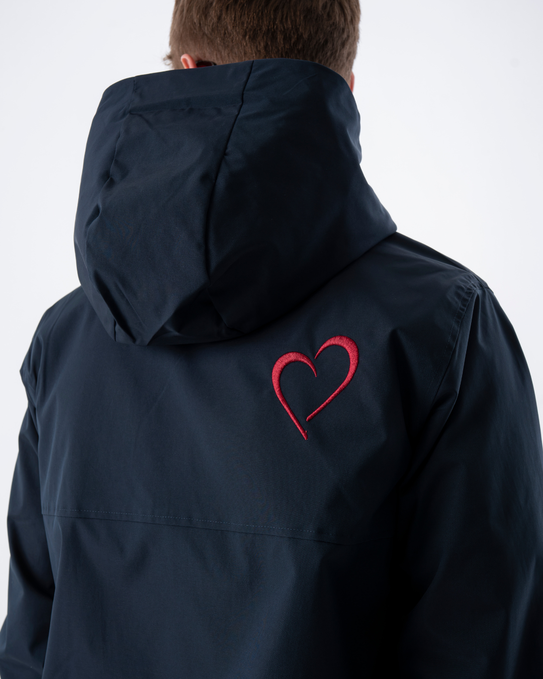 Windjacket med Rødt Logo - Mørkeblå