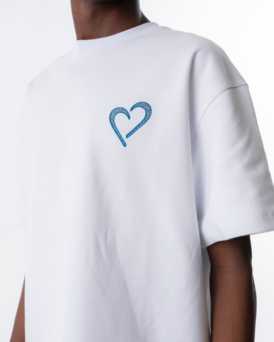 Heavyweight T-Shirt med Blå Logo
