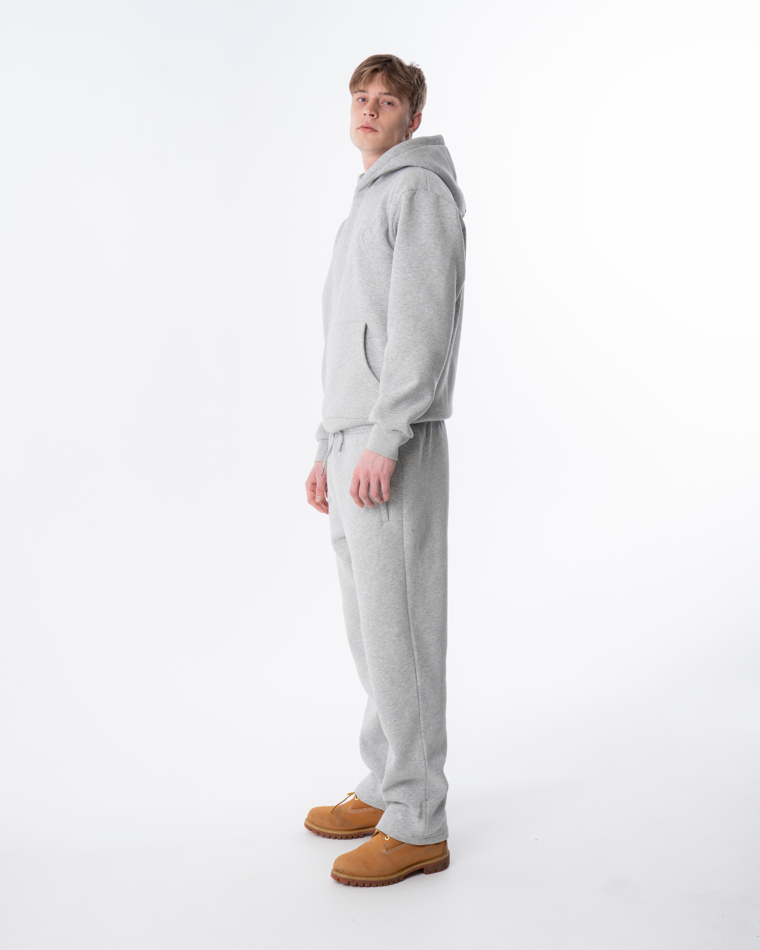 Embossed Hoodie Lysegrå