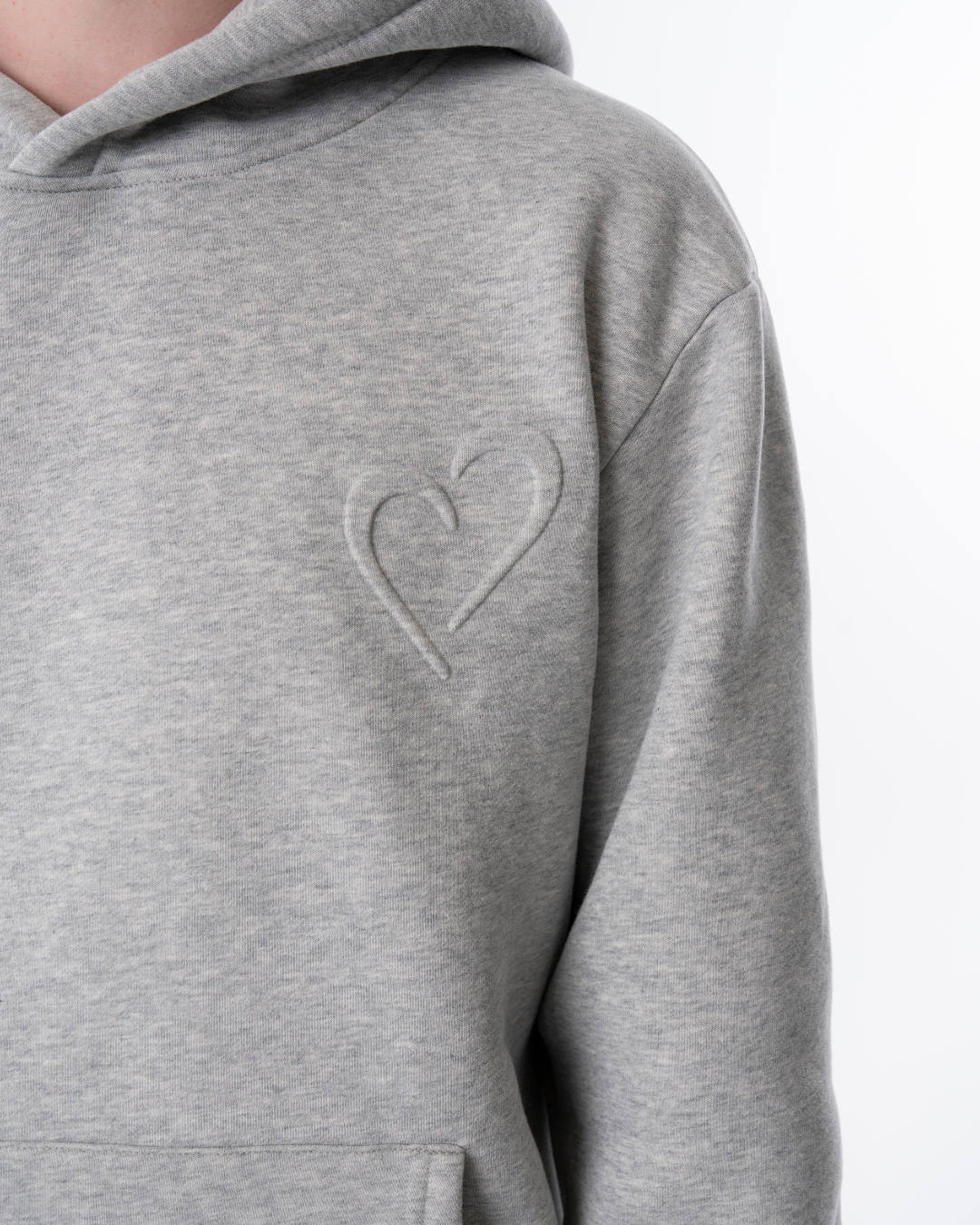 Embossed Hoodie Lysegrå