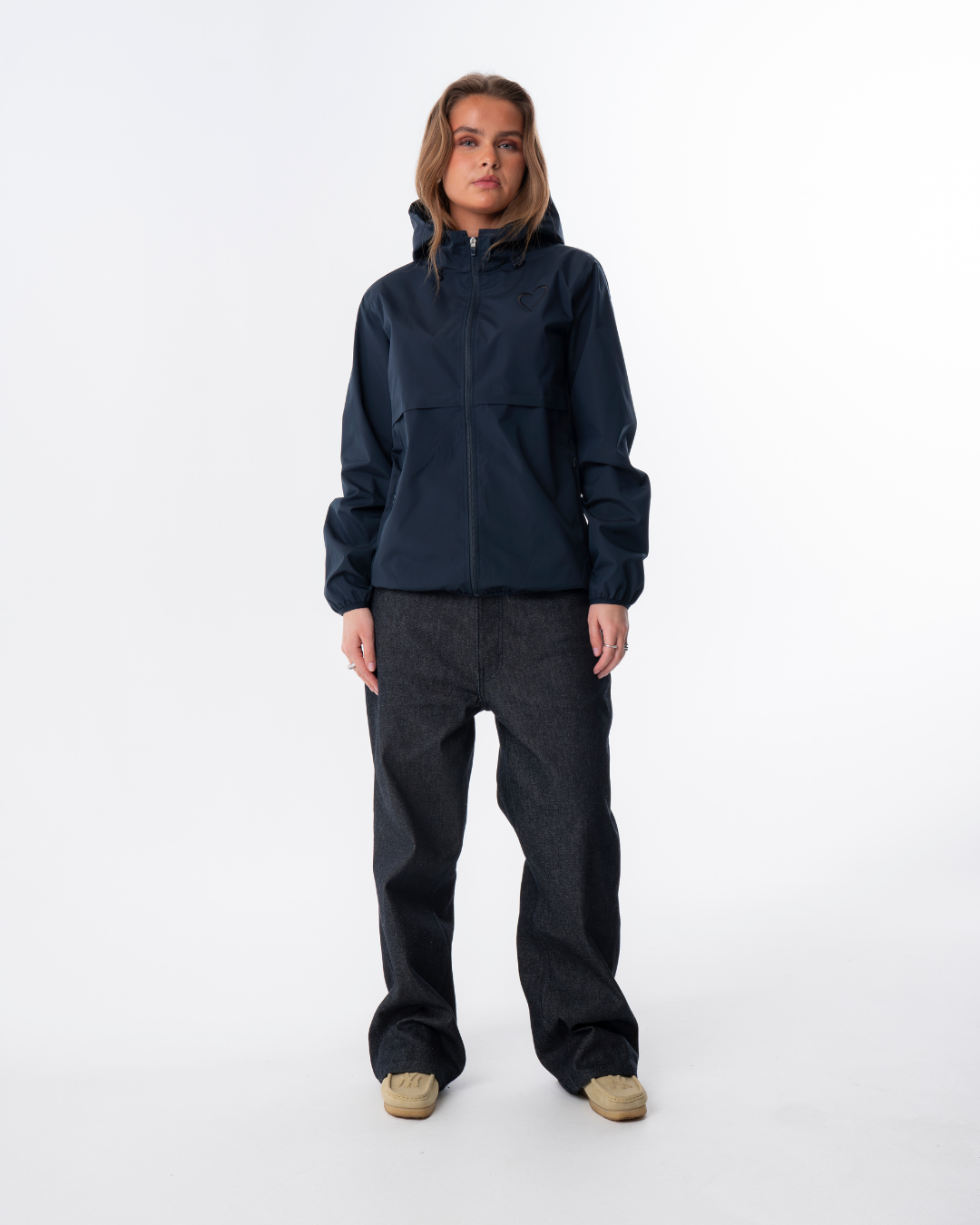 Windjacket with Black Heart - Dark Blue