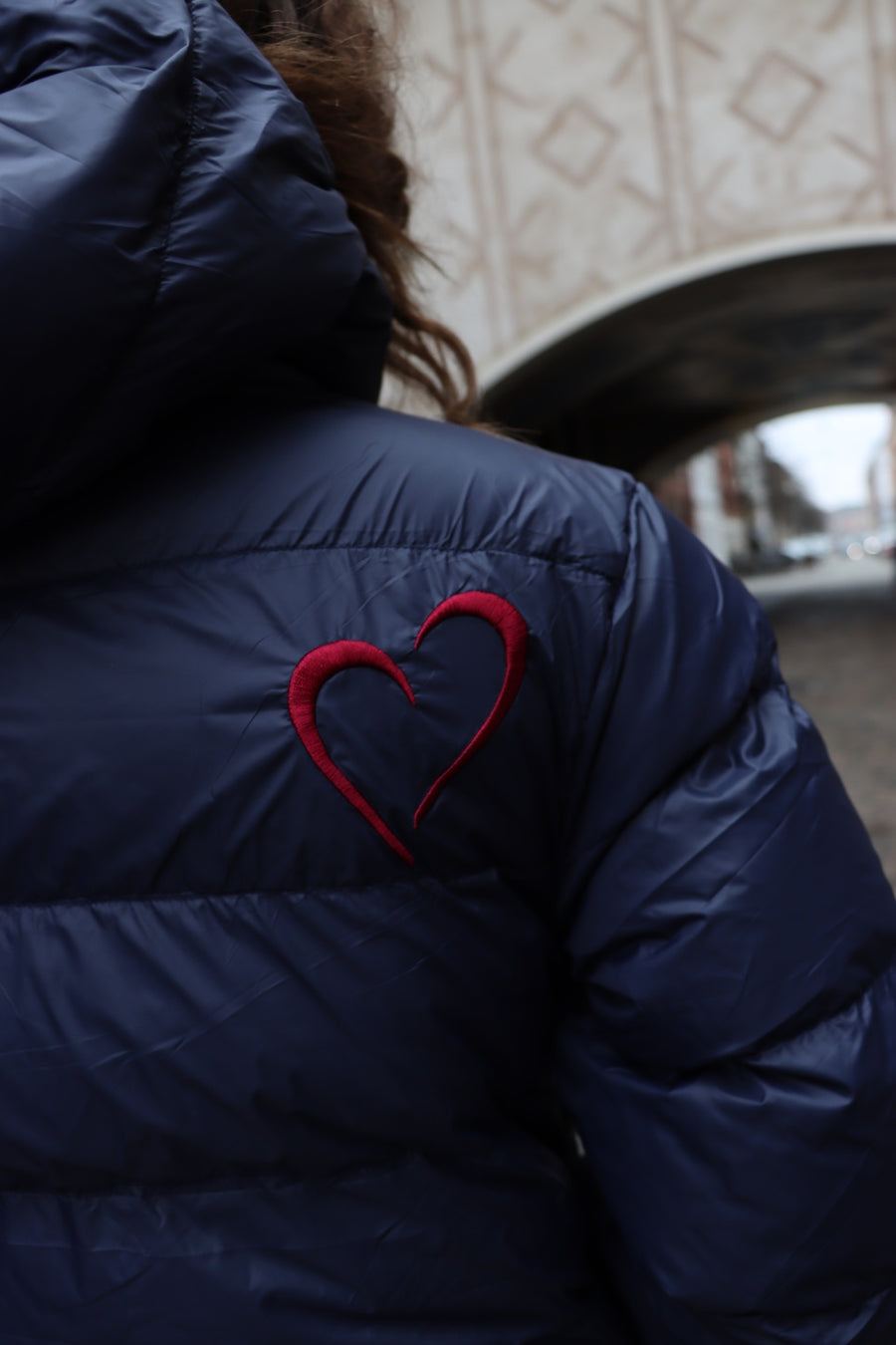 Glossy Fall Jacket with Special Hood - Red Heart
