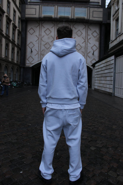 Sky Blue Cloud Hoodie with Embossed Logo