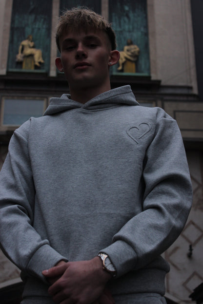 Light Grey Cloud Hoodie with Embossed Logo