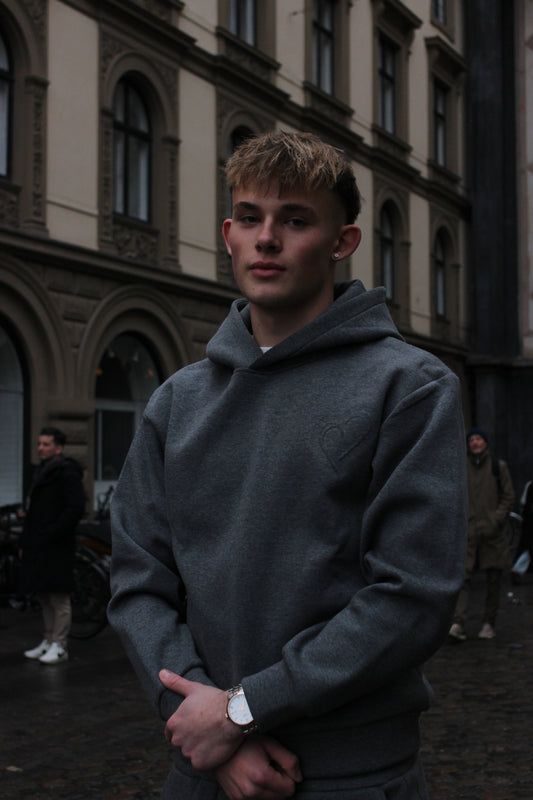 Rocky Grey Cloud Hoodie with Embossed Logo