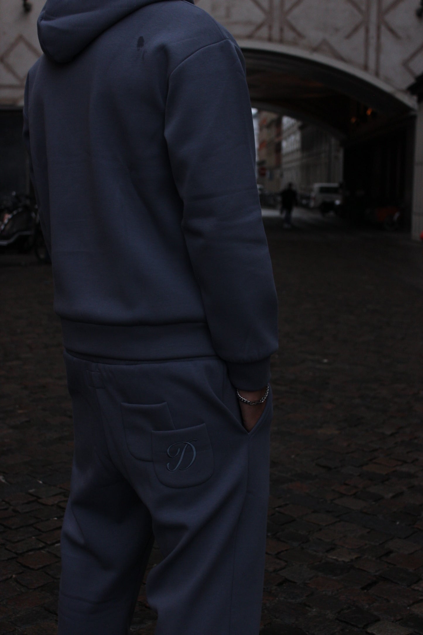 Blue Cloud Hoodie with Embossed Logo