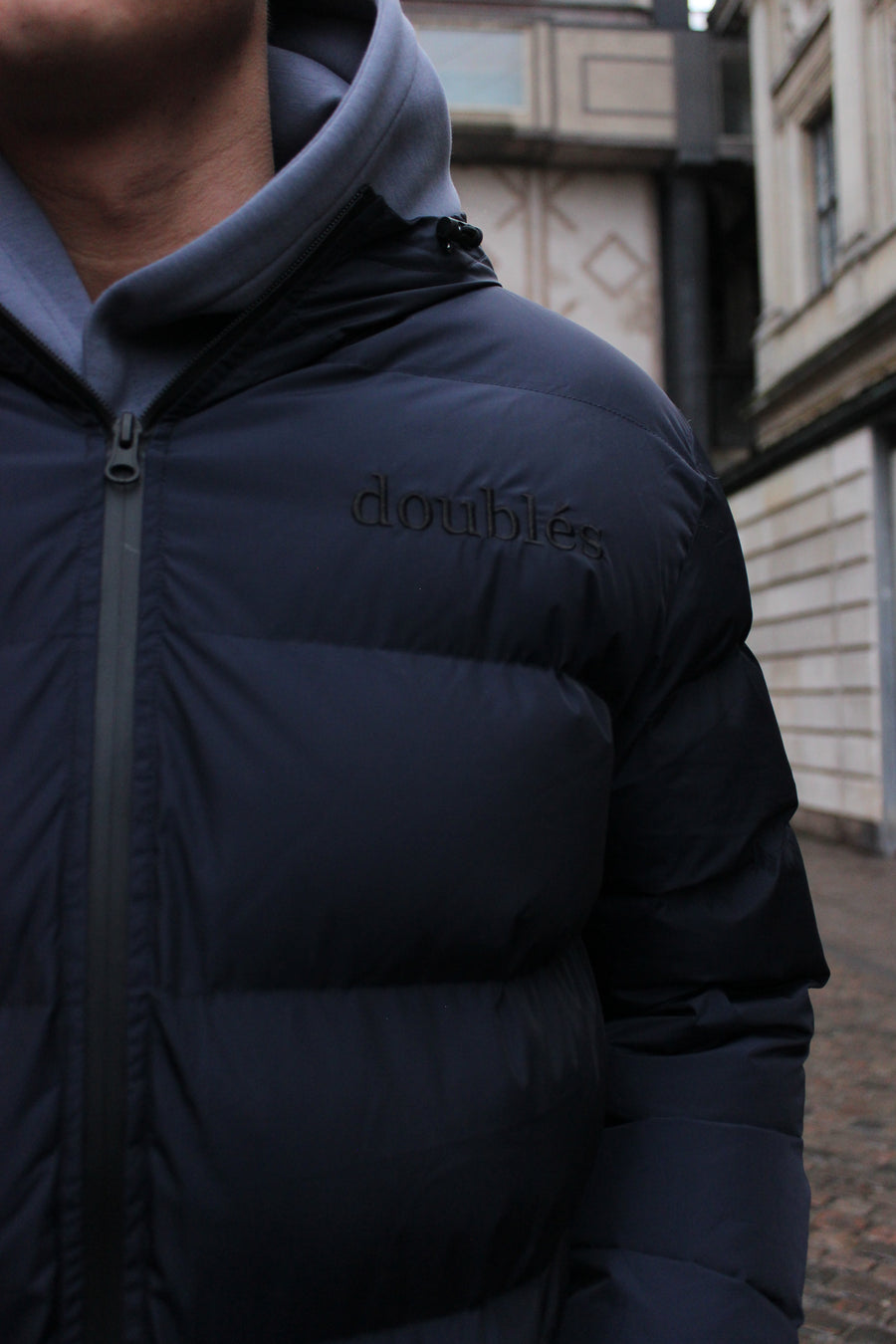 Spring Pufferjacket with Logo - Dark Blue