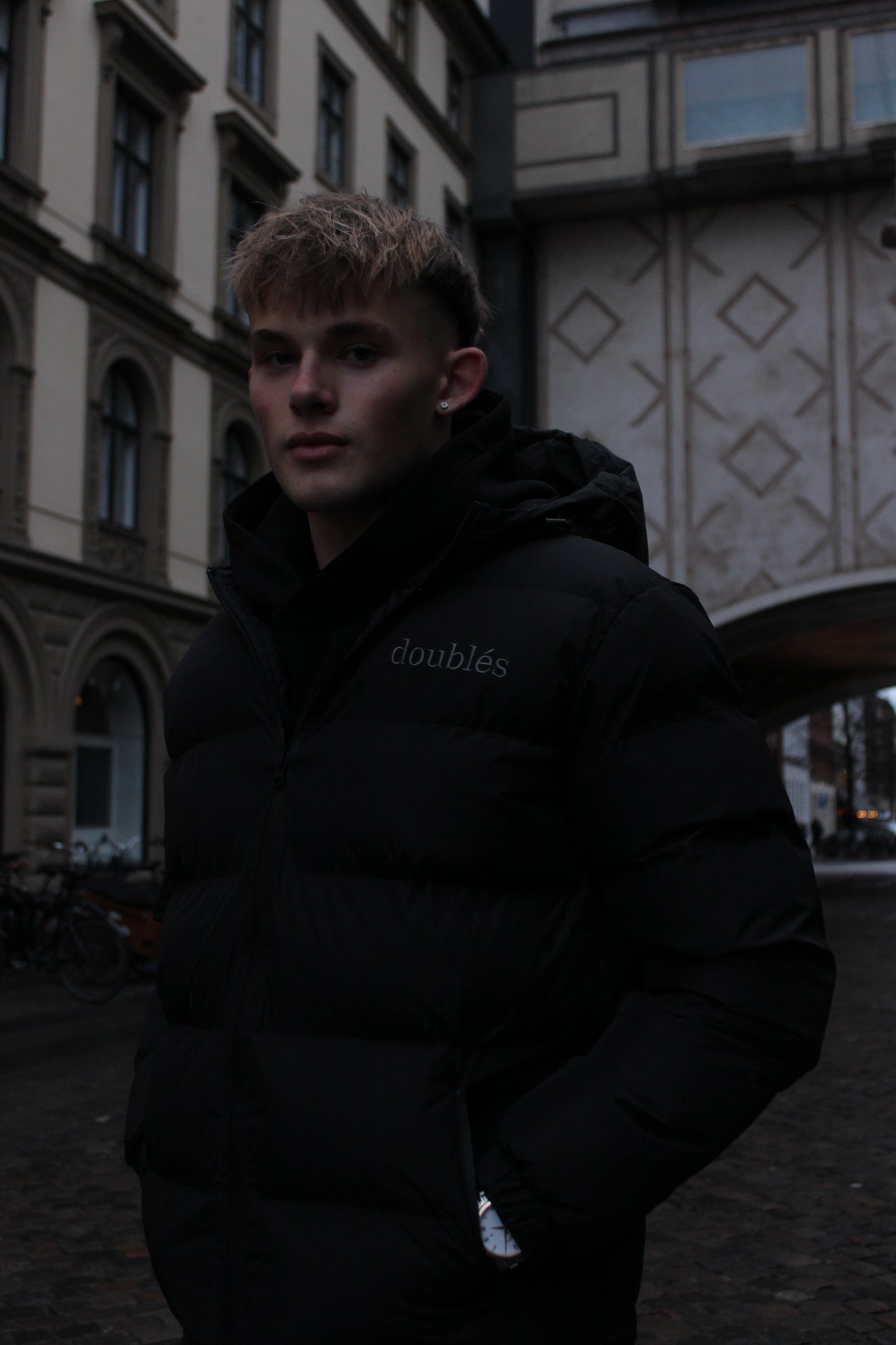 Black Spring Pufferjacket with Logo