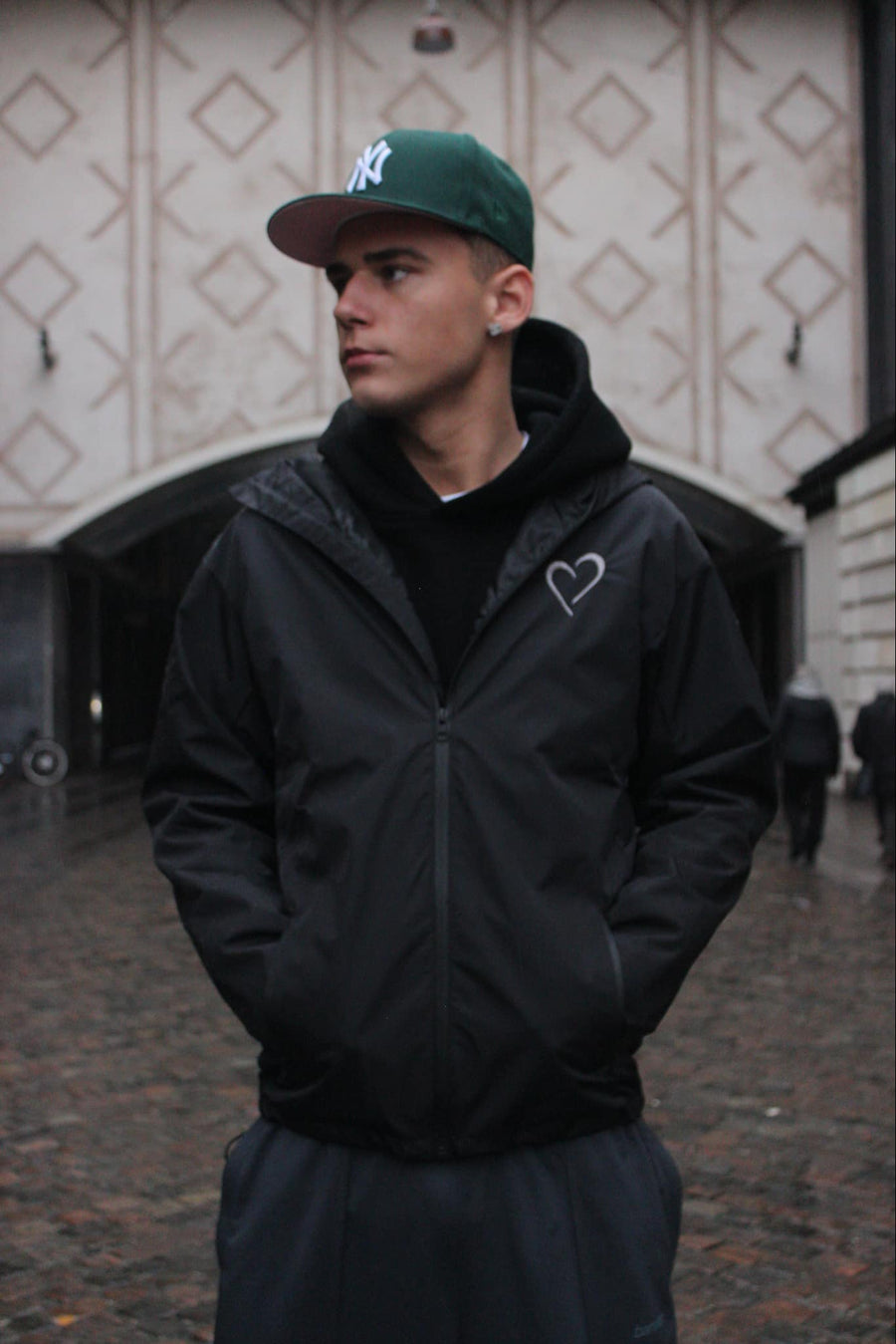 Waterproof Shell Jacket with Heart Logo - Black