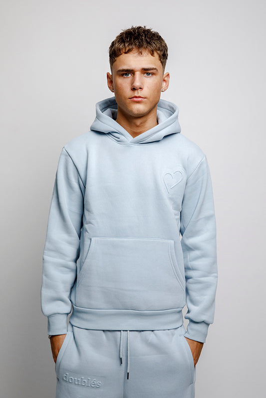 Embossed Hoodie Lyseblå