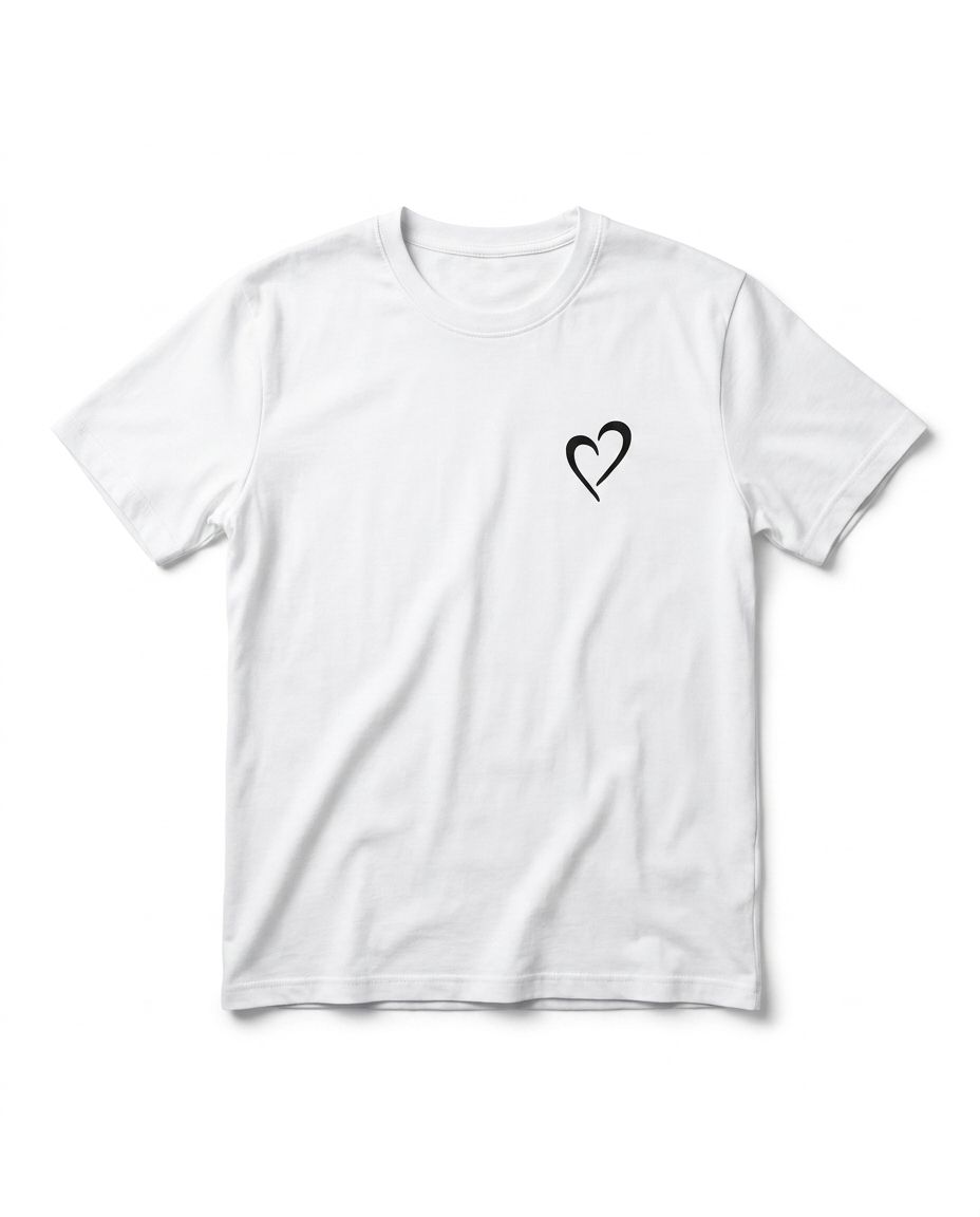 Heavyweight T-Shirt with Black Logo - White