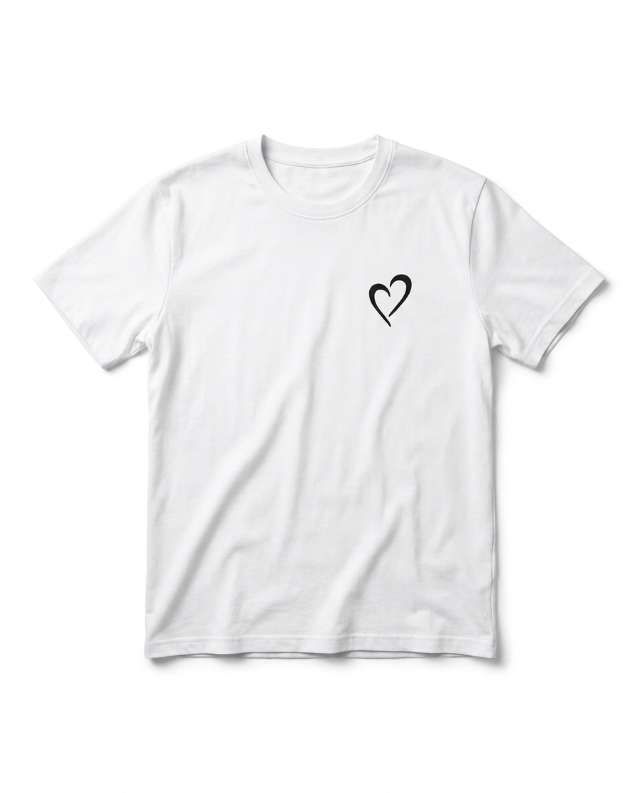Heavyweight T-Shirt with Black Logo - White