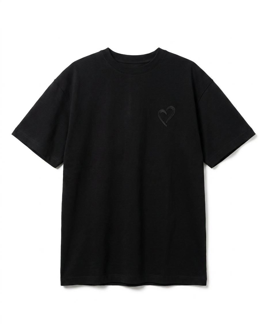 Heavyweight T-Shirt with Grey Logo - Black