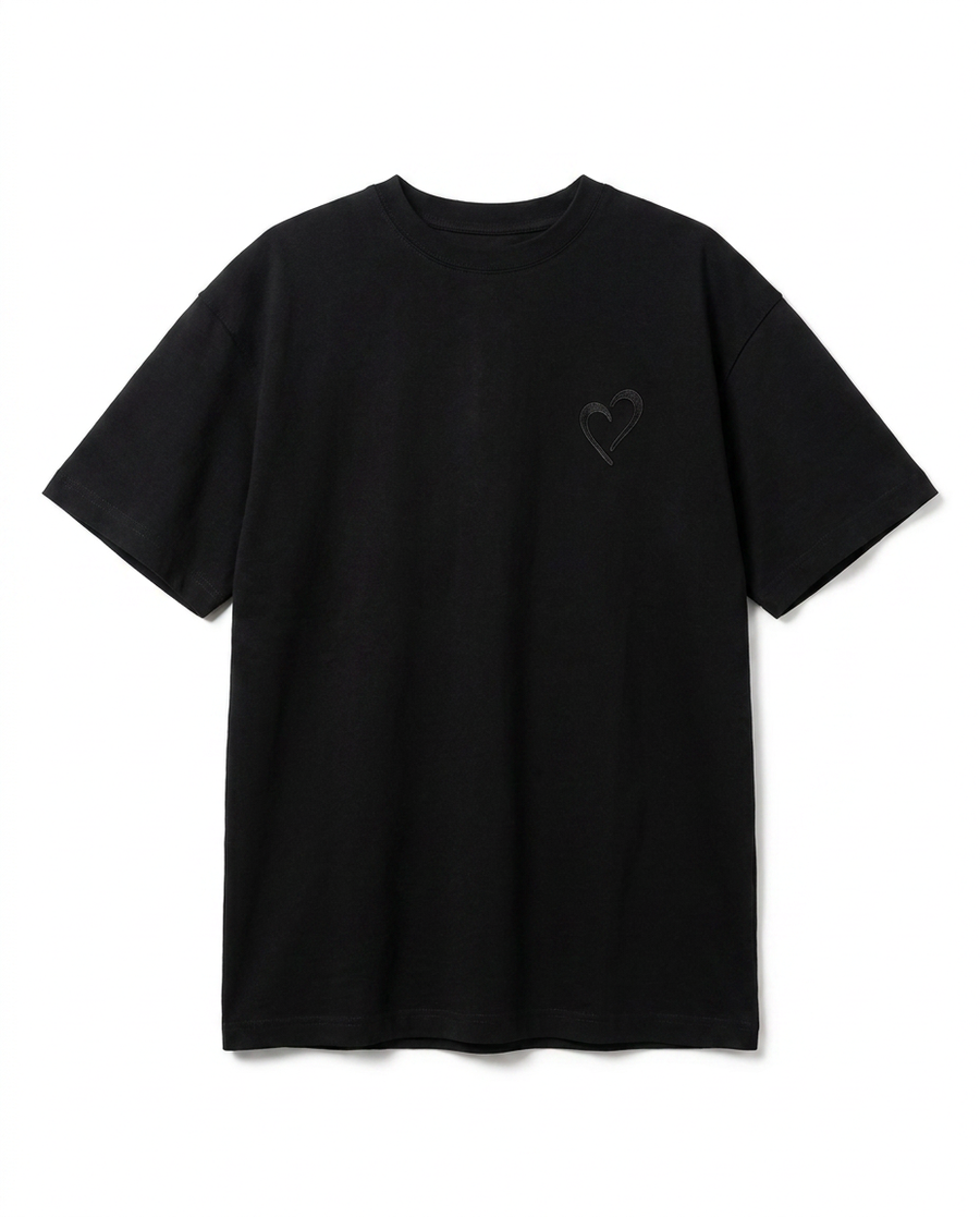 Heavyweight T-Shirt with Grey Logo - Black