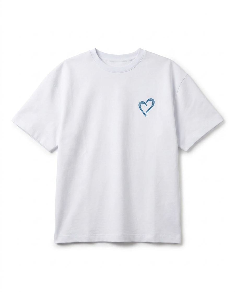 Regular T Shirt with Heart - White