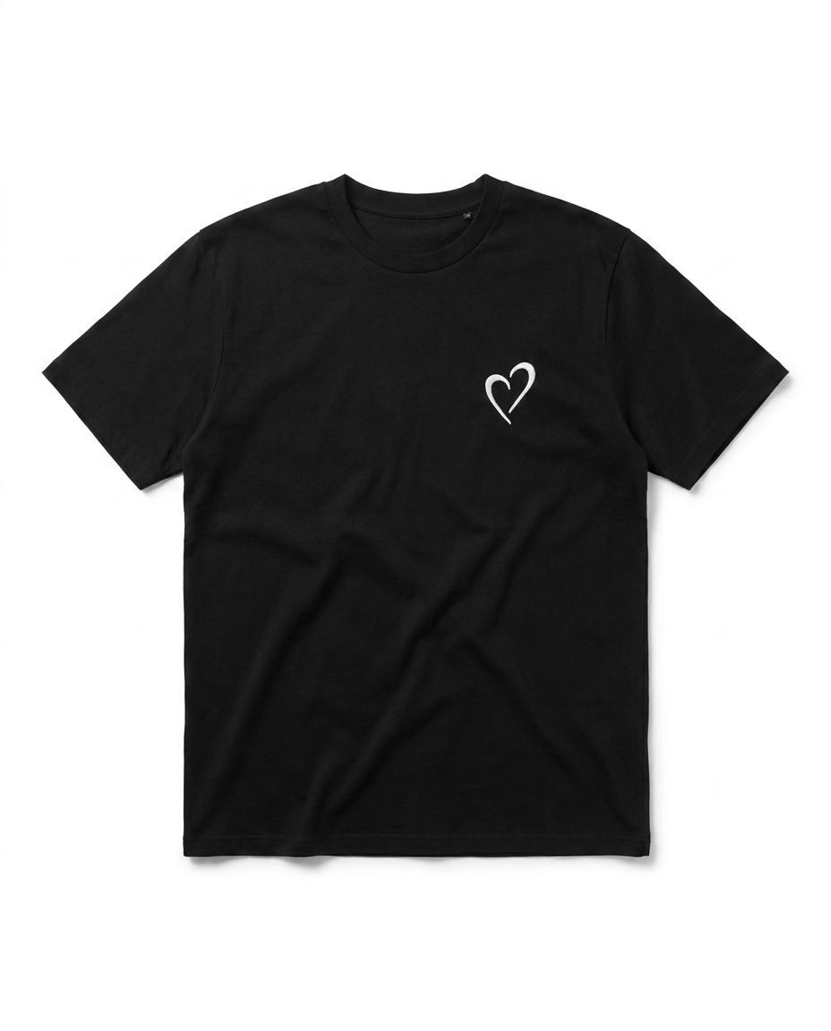 Signature T-Shirt with white heart - Black