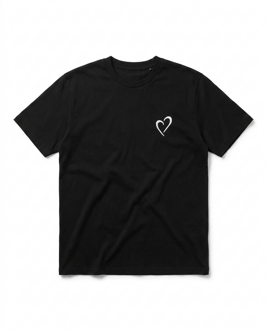 Signature T-Shirt with white heart - Black