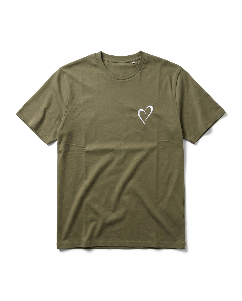 Signature T-Shirt with white heart - Green
